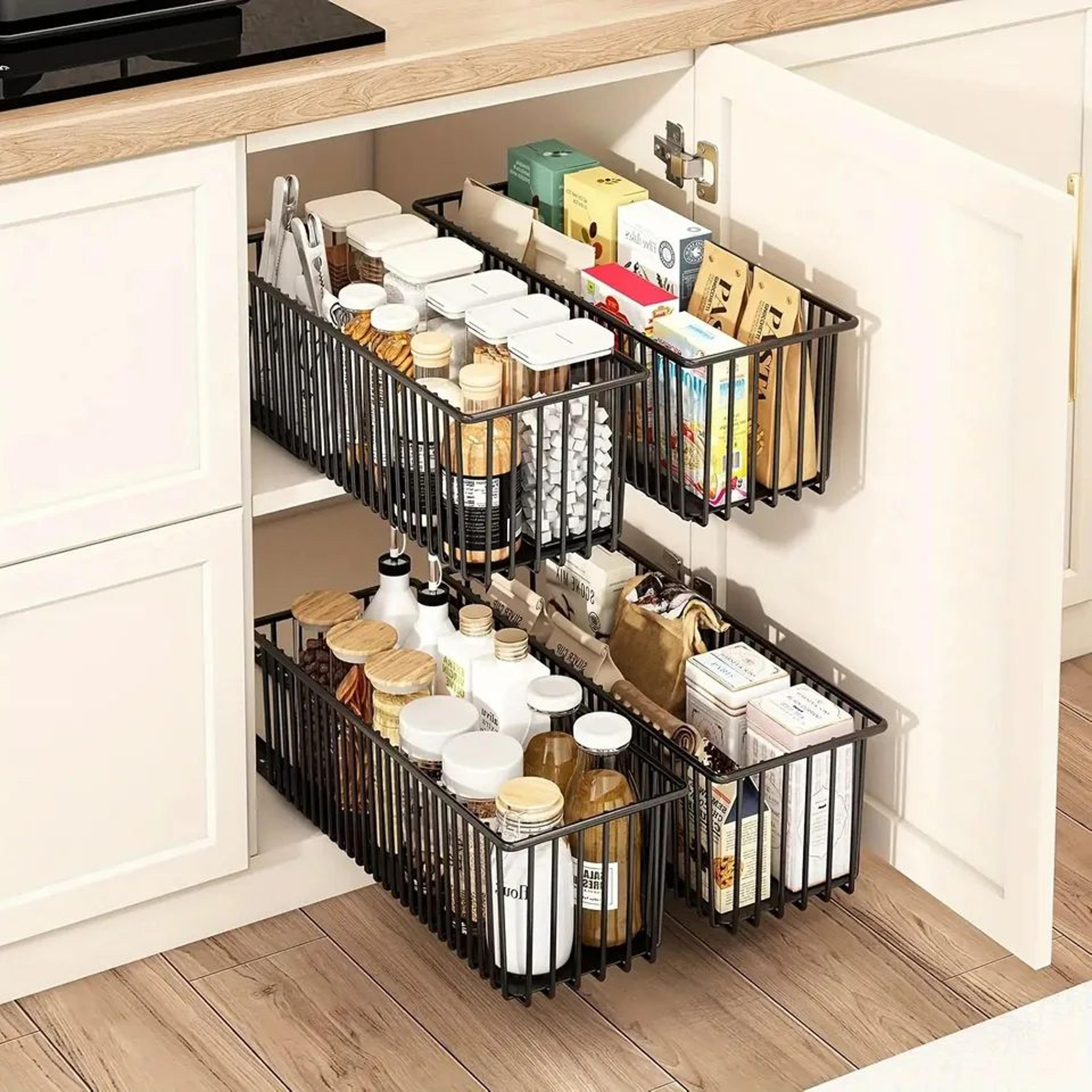 Pull Out Cabinet Organizer Basket With Sliding Storage Drawer 3