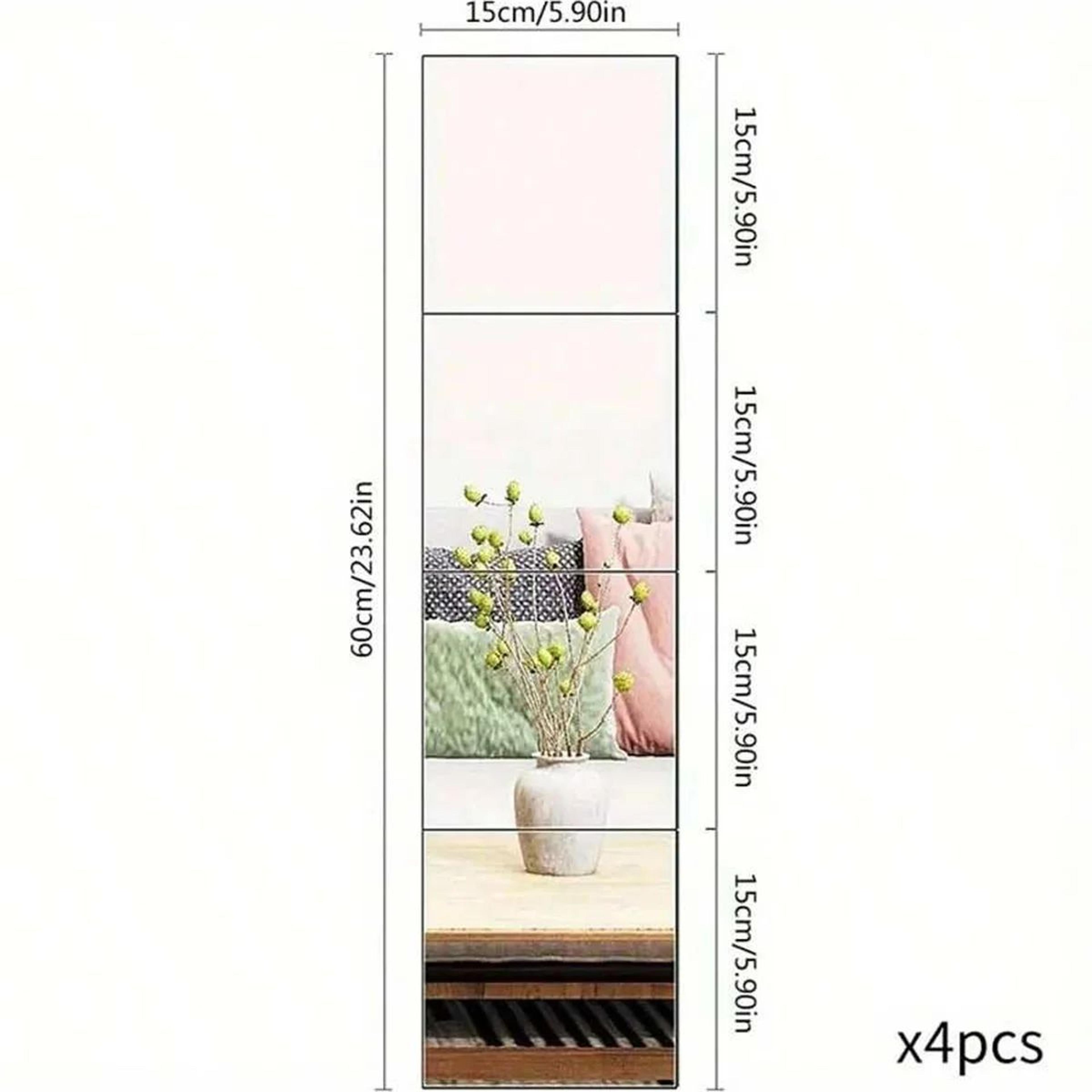 Self Adhesive Acrylic Mirror Wall Tiles Set 6