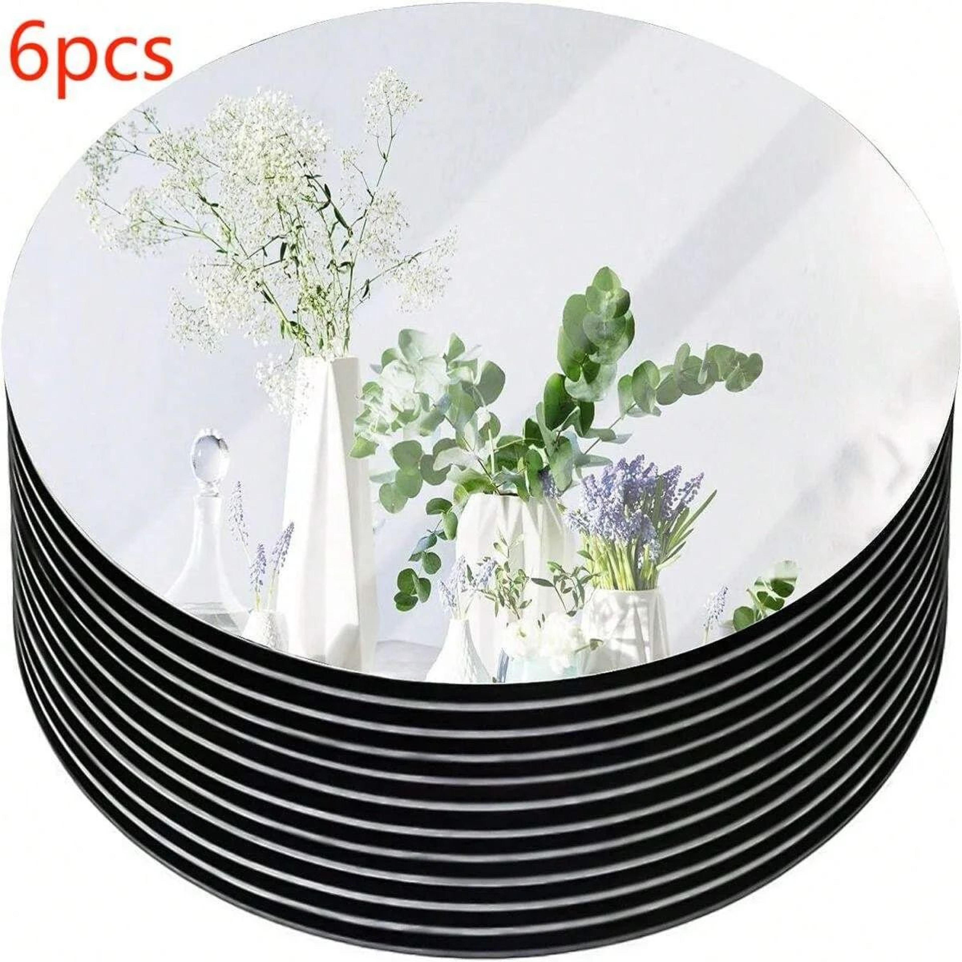 6 Piece Acrylic Round Mirror Plate Set 0