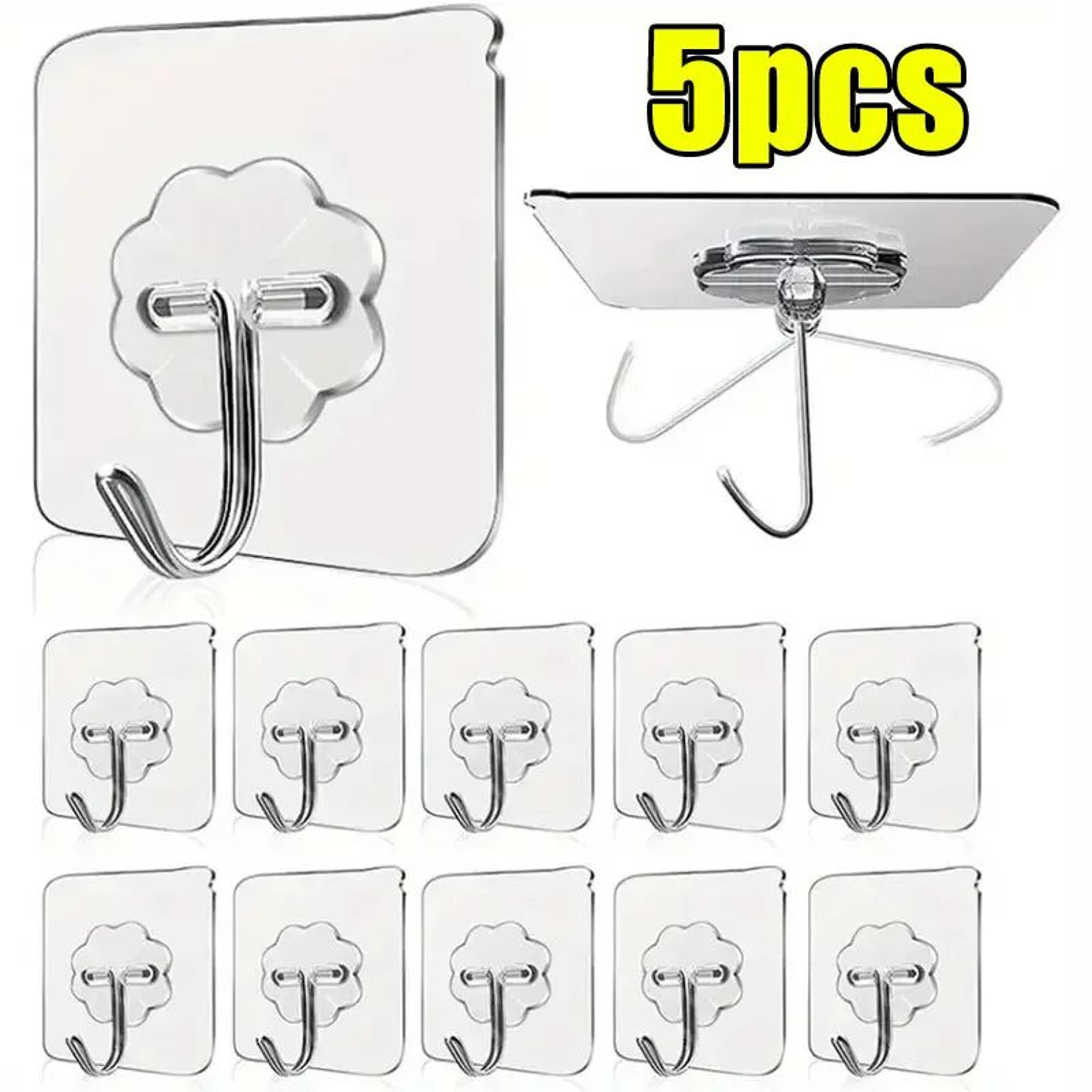 Transparent Self Adhesive Wall Hooks Heavy Duty Stainless Steel Sticky Hooks 6
