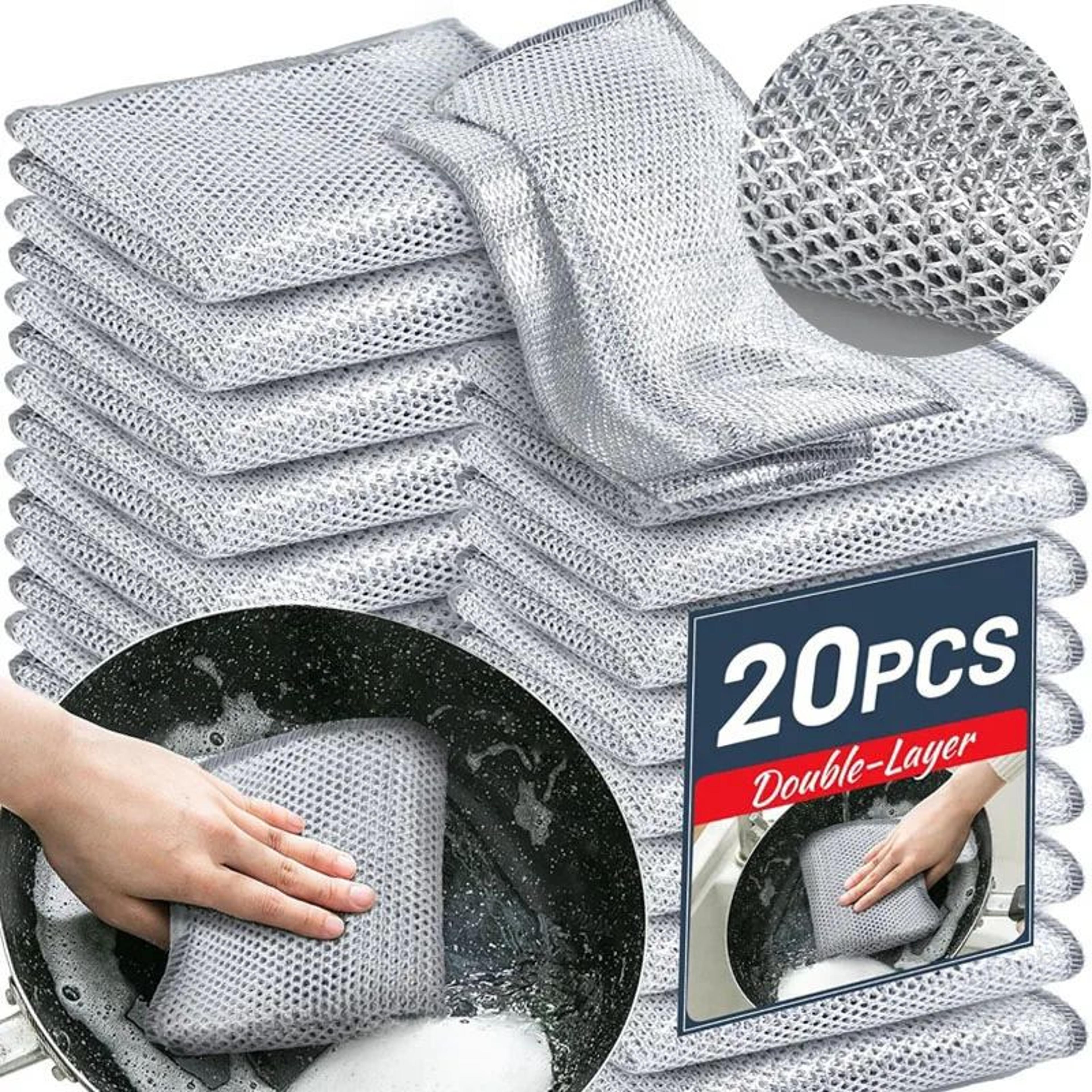 Magic Steel Wire Cleaning Cloth Double Sided Reusable Kitchen Scrub Cloth 0