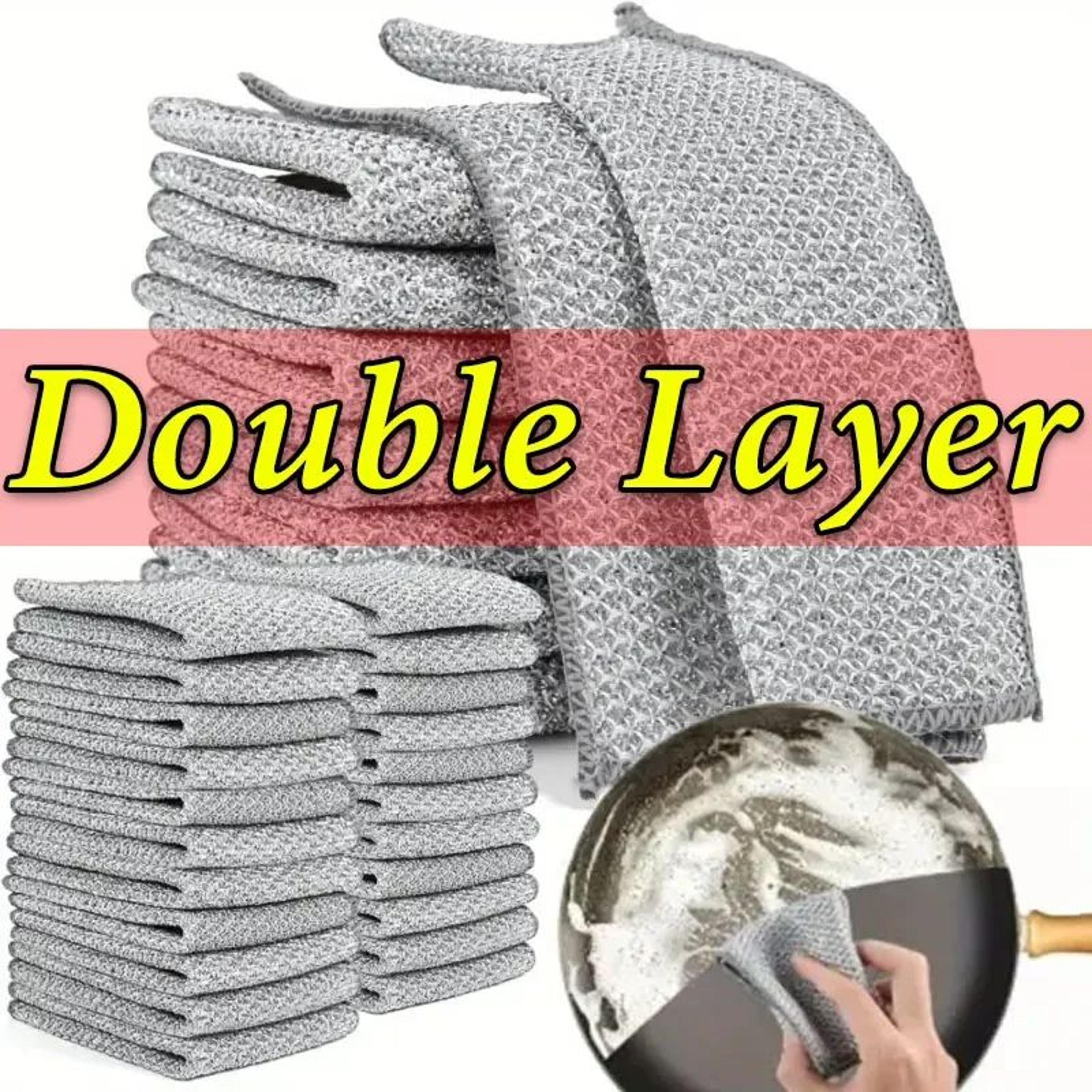 Steel Wire Dish Cleaning Cloth Double Sided Reusable Kitchen Scrub Rag 6