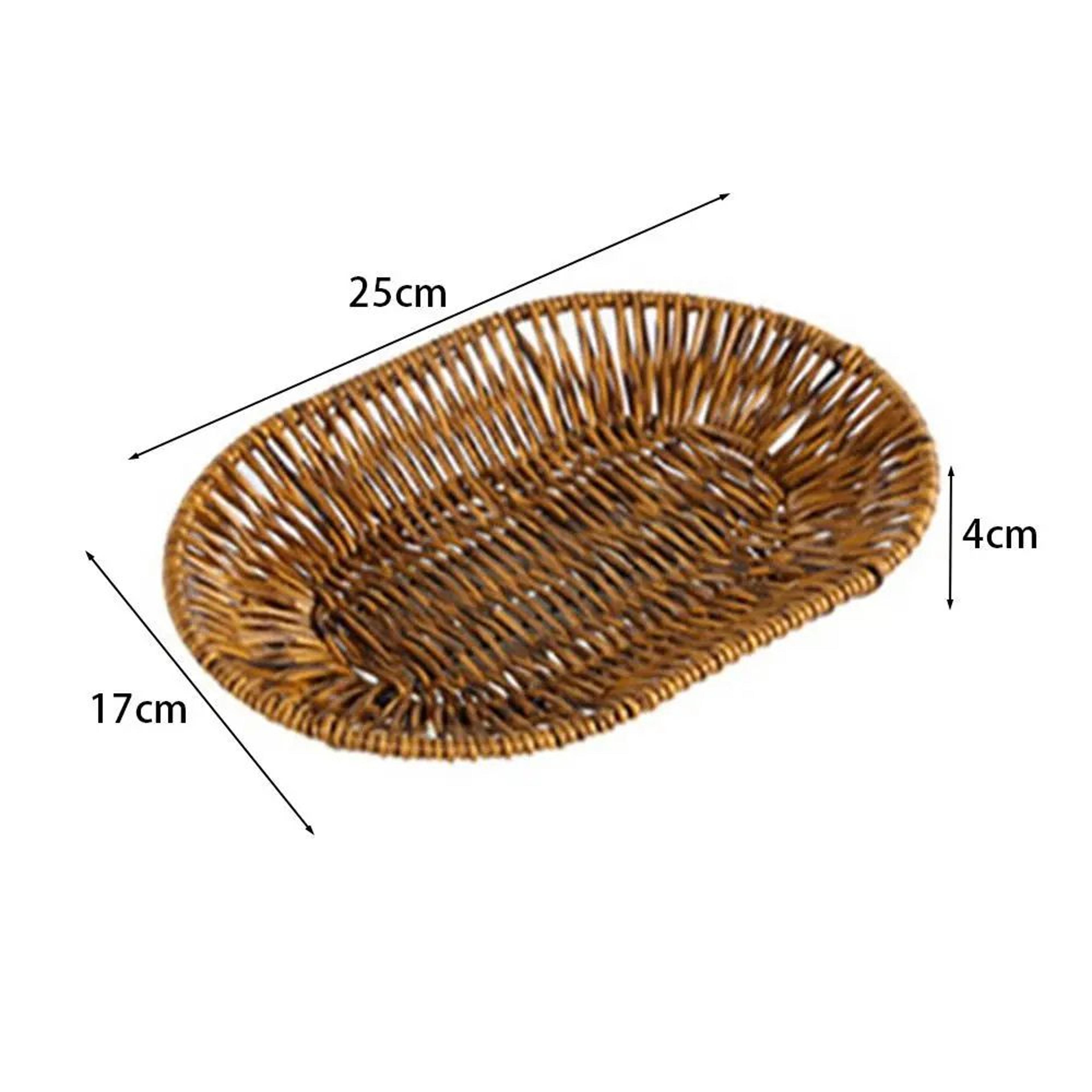 Handwoven Rattan Bread Basket Fruit And Serving Tray 11