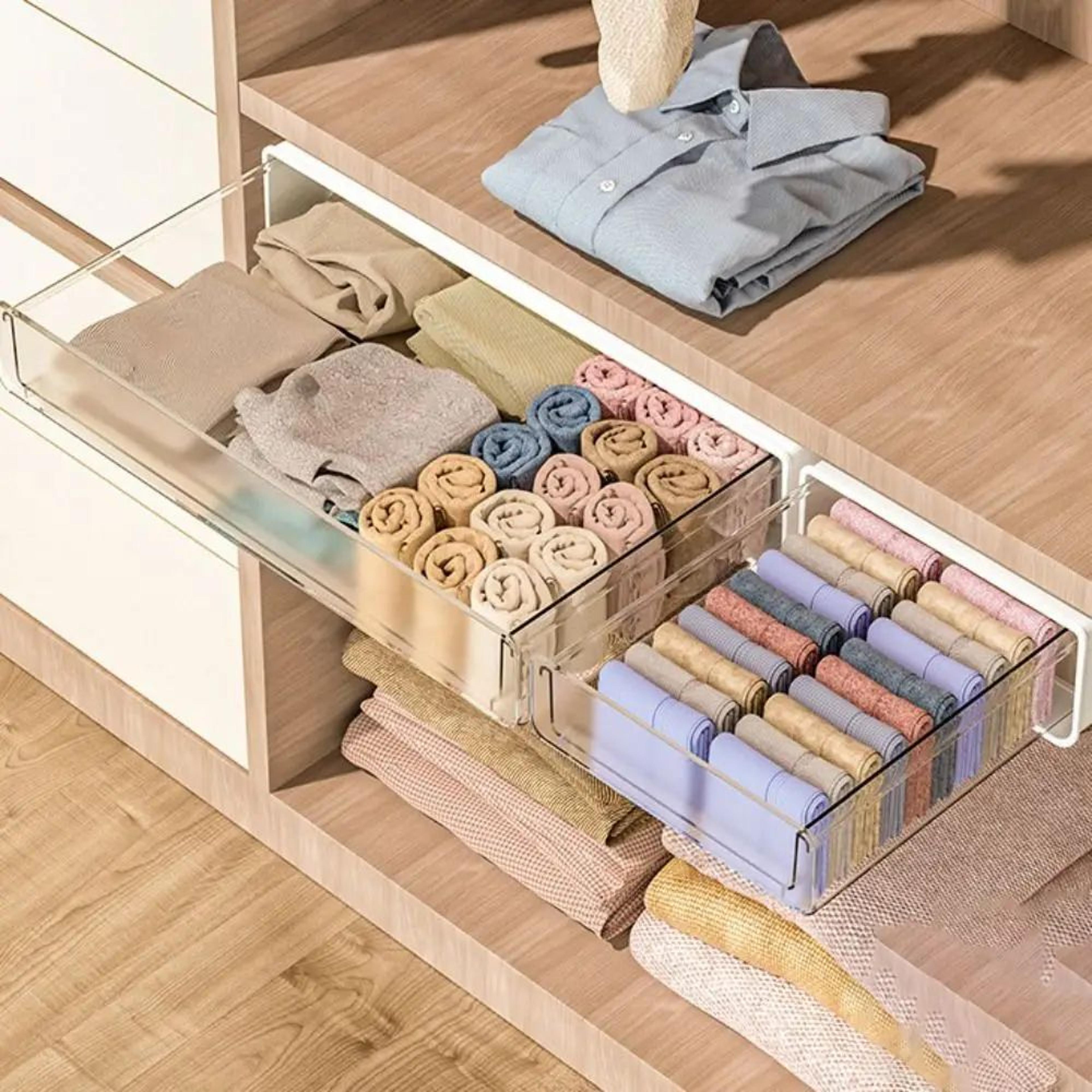 Under Desk Storage Drawer Hidden Pull Out Organizer Large Capacity Shelf Box 3