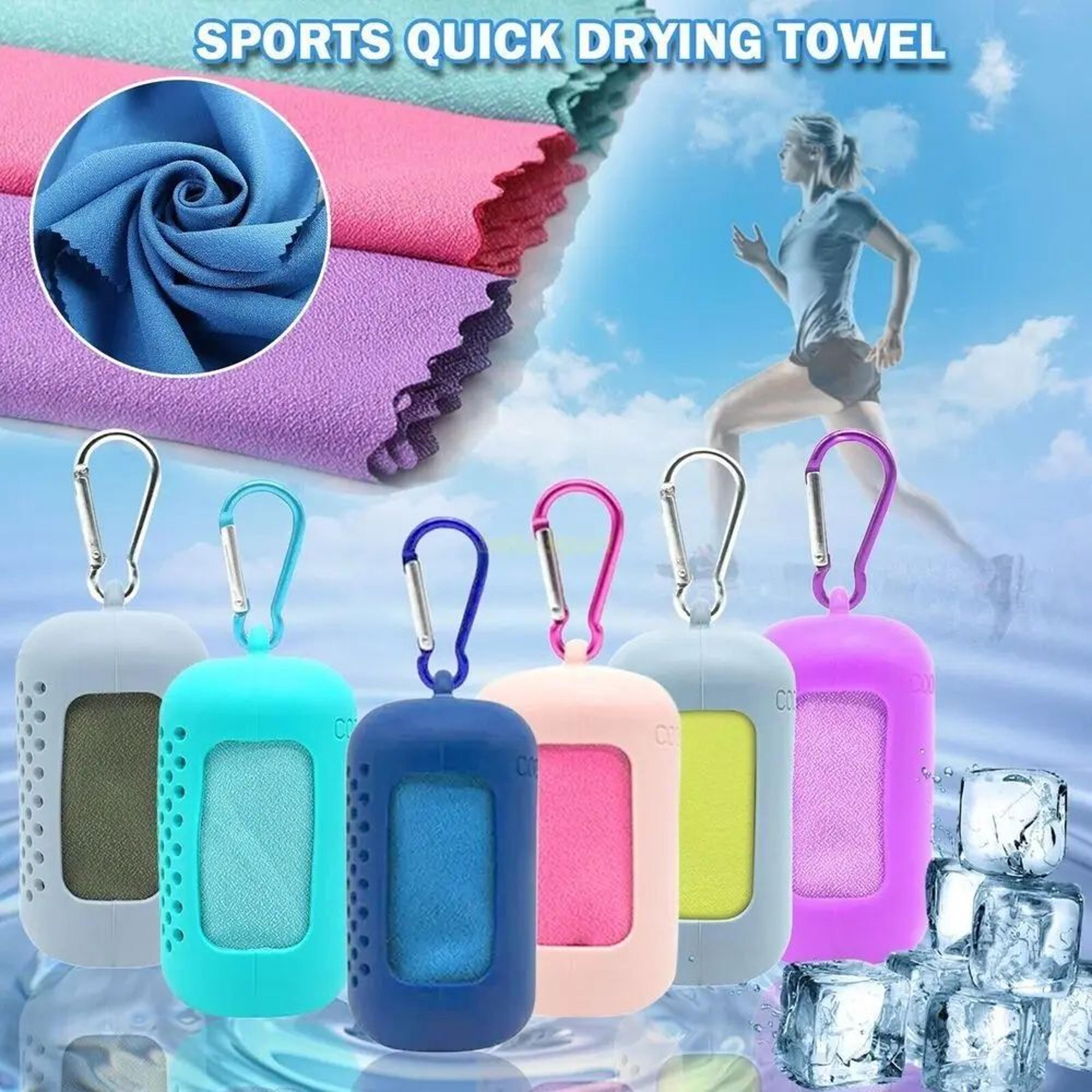 Quick Dry Cooling Towel With Silicone Case Microfiber Sports Towel 1
