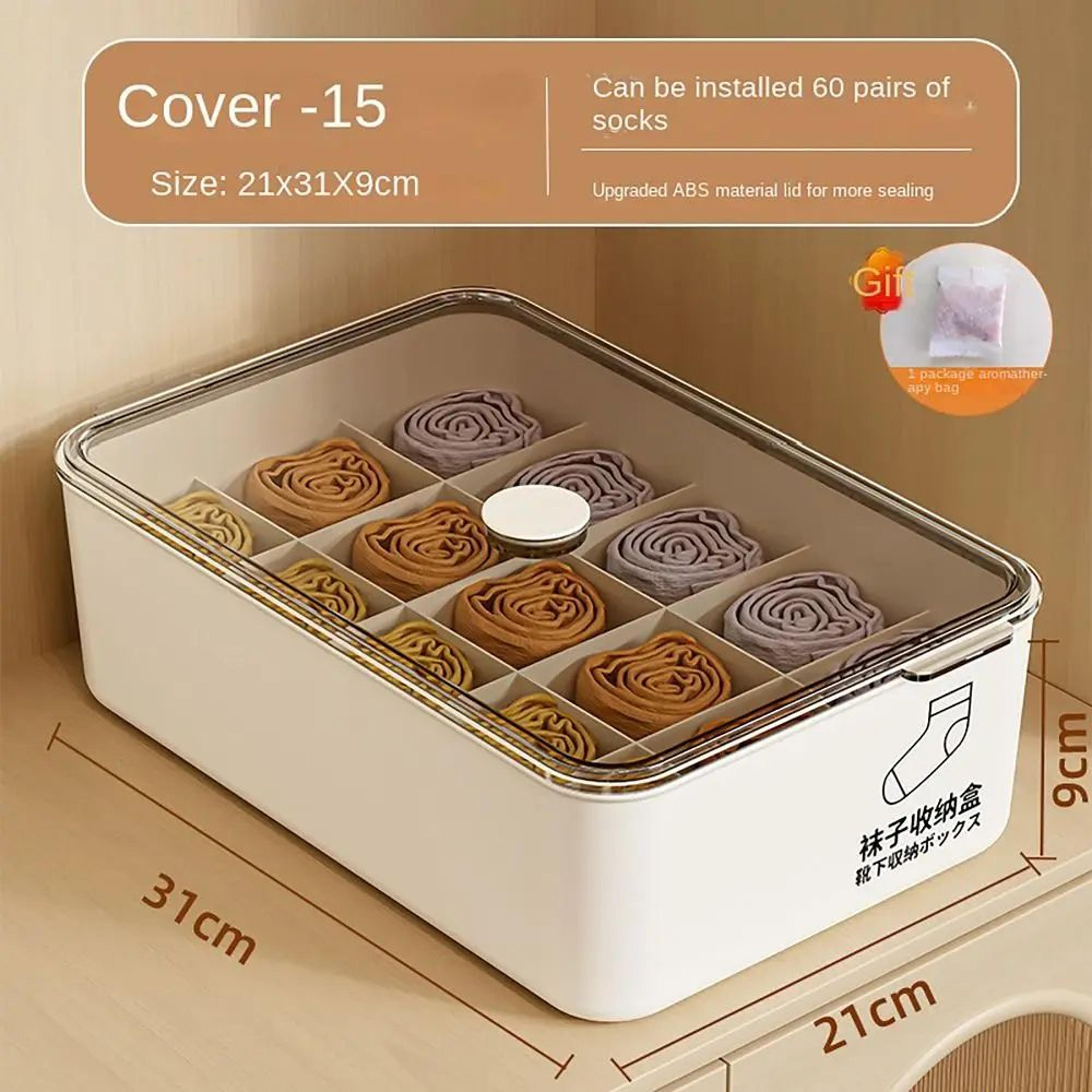 Underwear Storage Box With Lid Stackable Sock 10