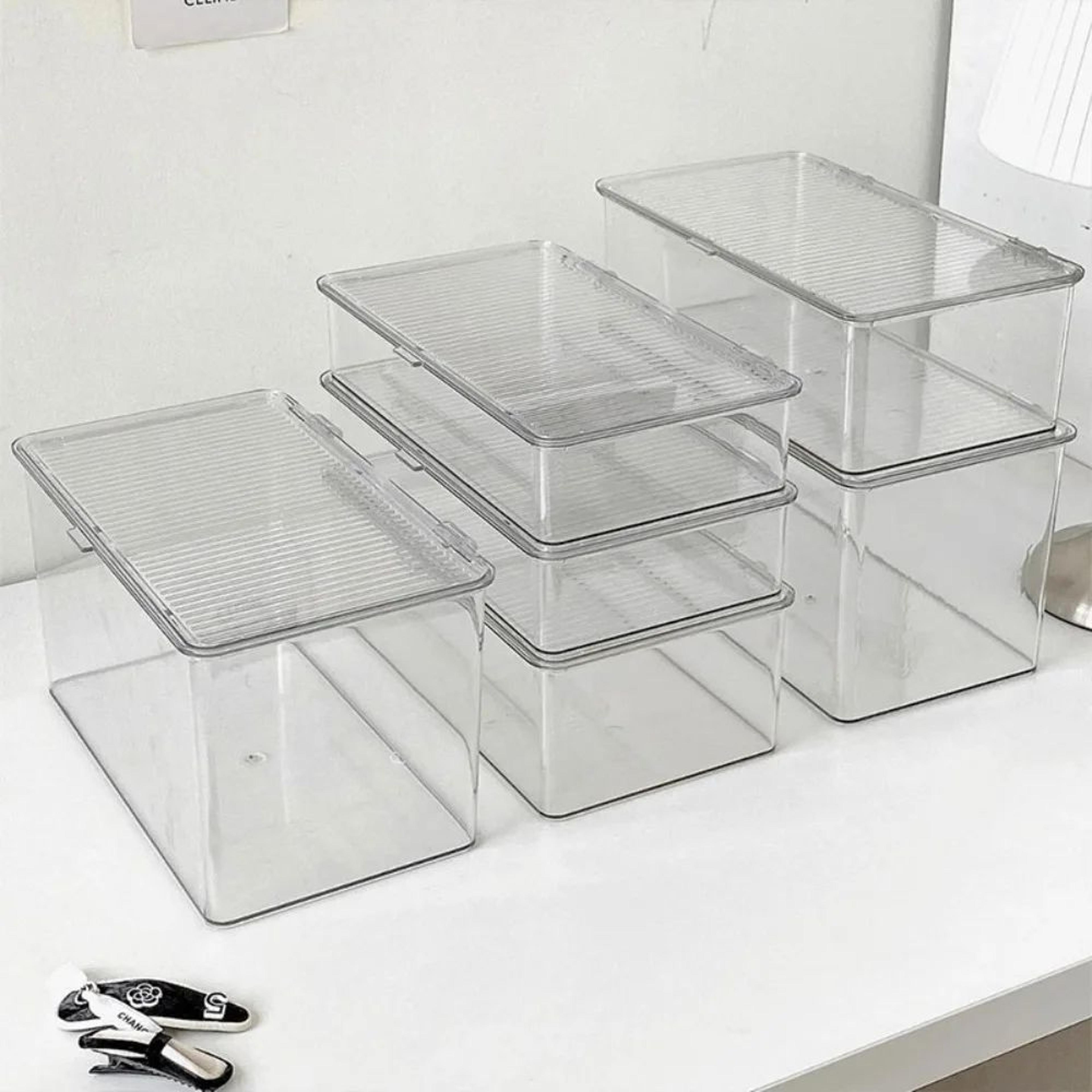 Large Clear Desktop Storage Box With Lid Organizer 2
