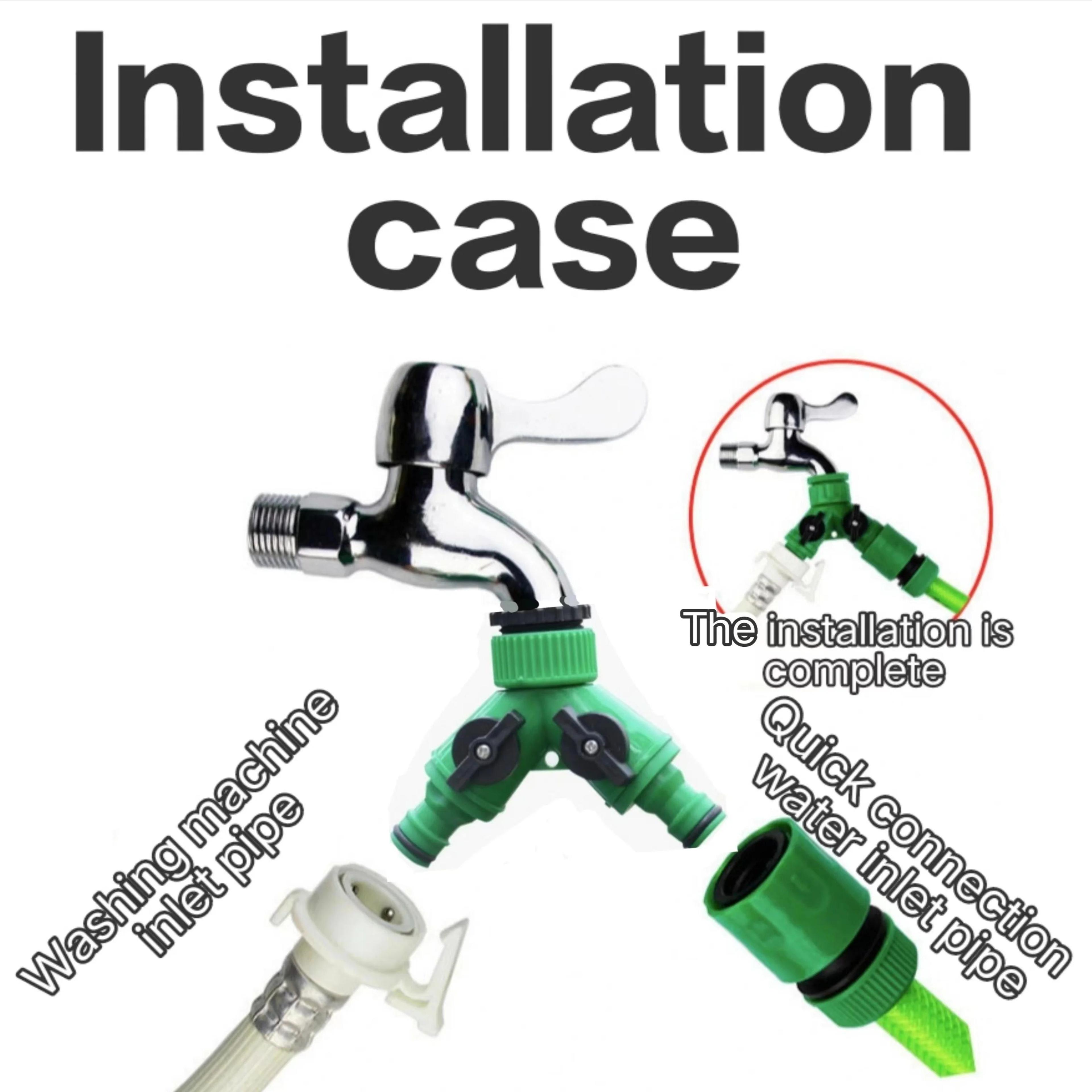 Dual Outlet Garden Hose Splitter With Quick Connector For Outdoor Faucets 3