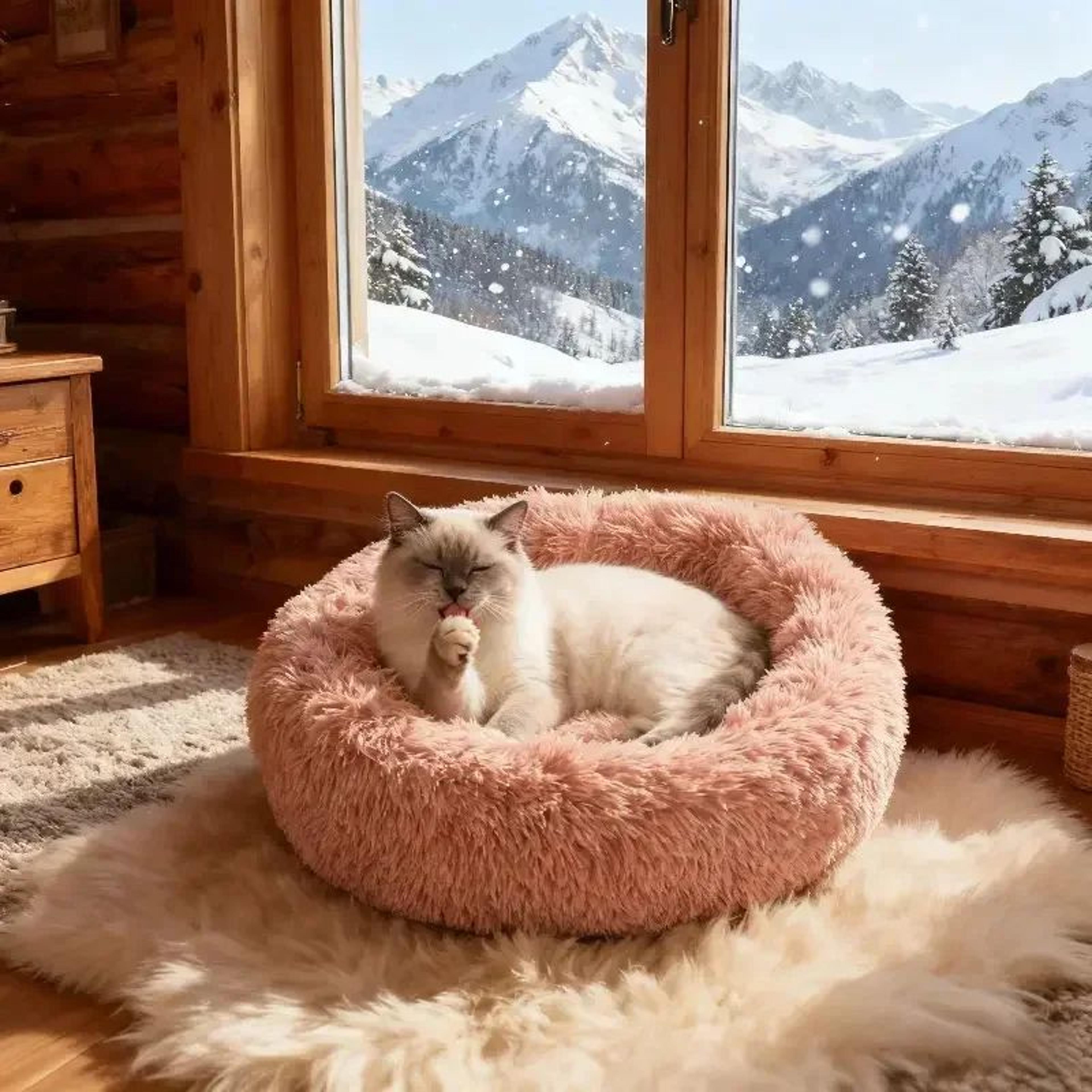 Round Plush Dog Bed And Cat Bed With Soft Faux Fur And Non Slip Base 5