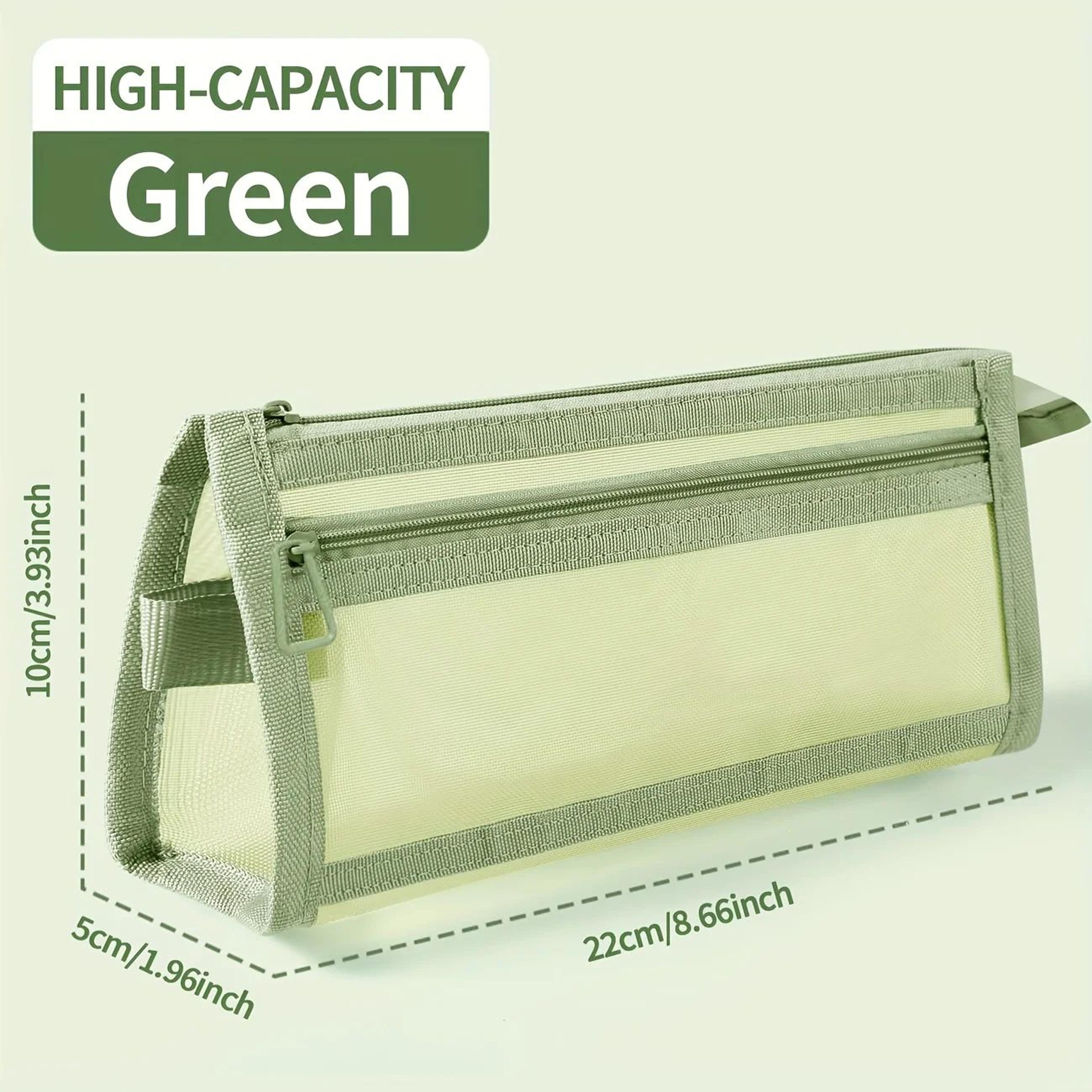 Double Layer Mesh Pencil Case With Handle Clear Storage Organizer Bag 6