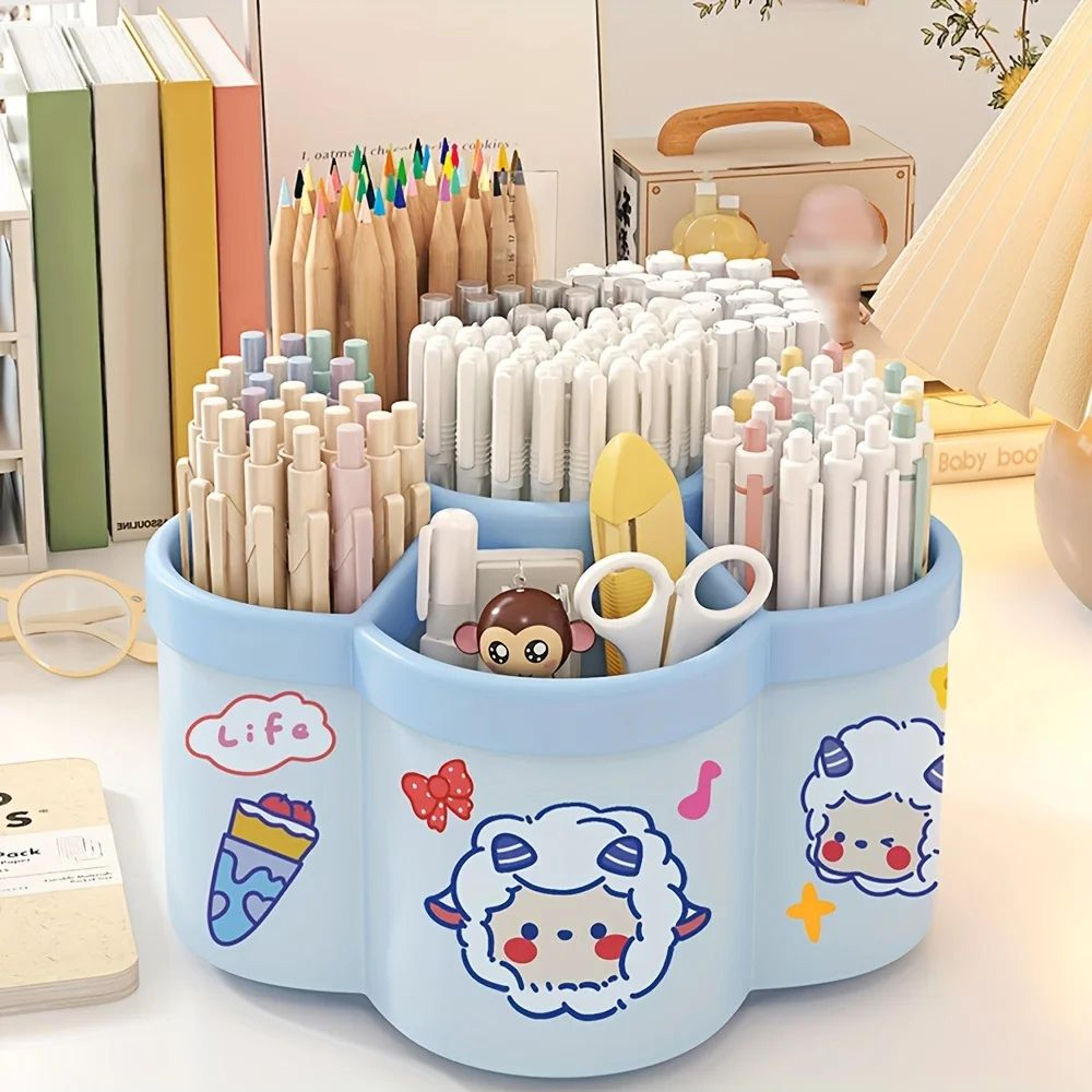 Rotating Desk Organizer Multi Compartment Office Supply Storage Caddy 8