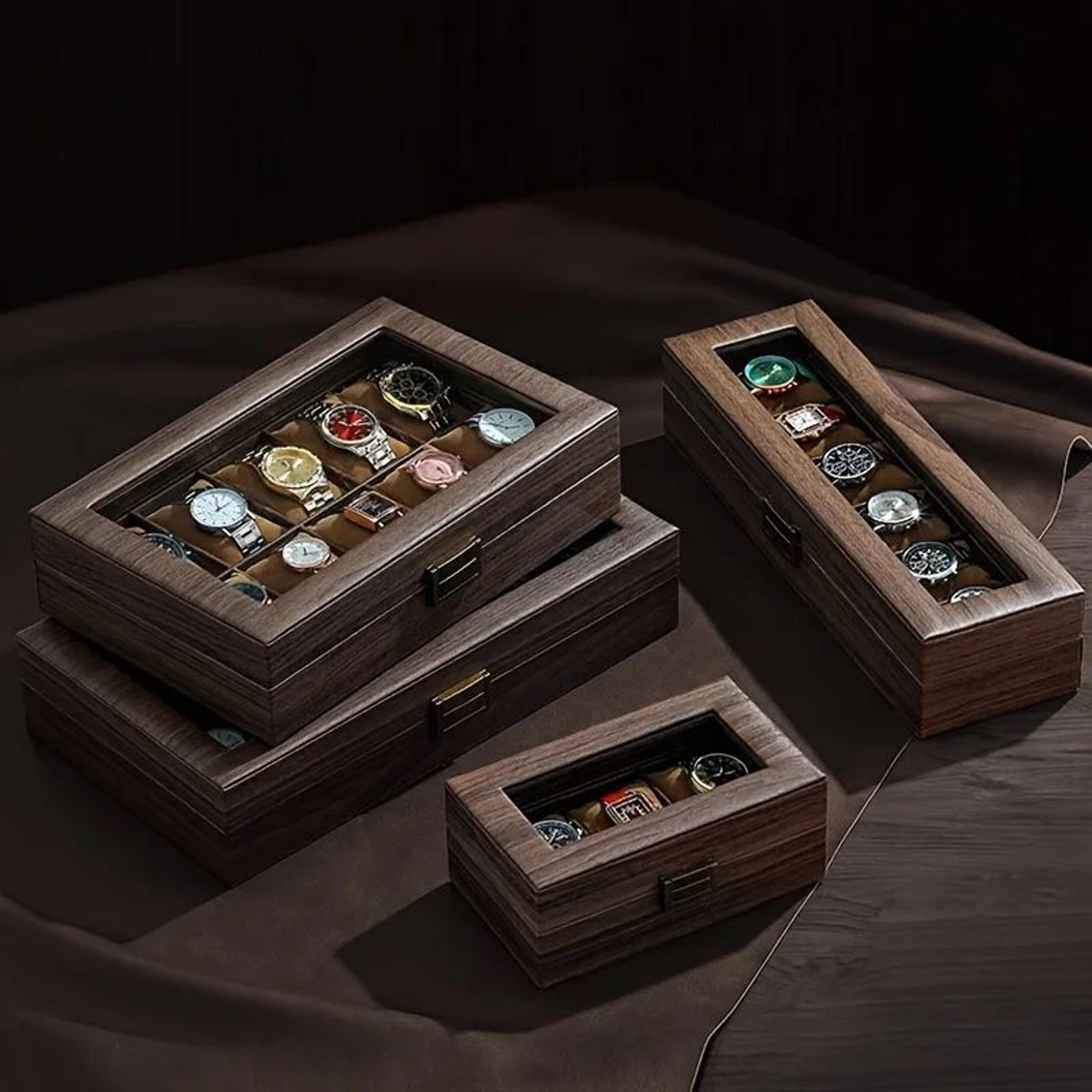 retro wood grain watch box multi slot watch storage case for watch collection