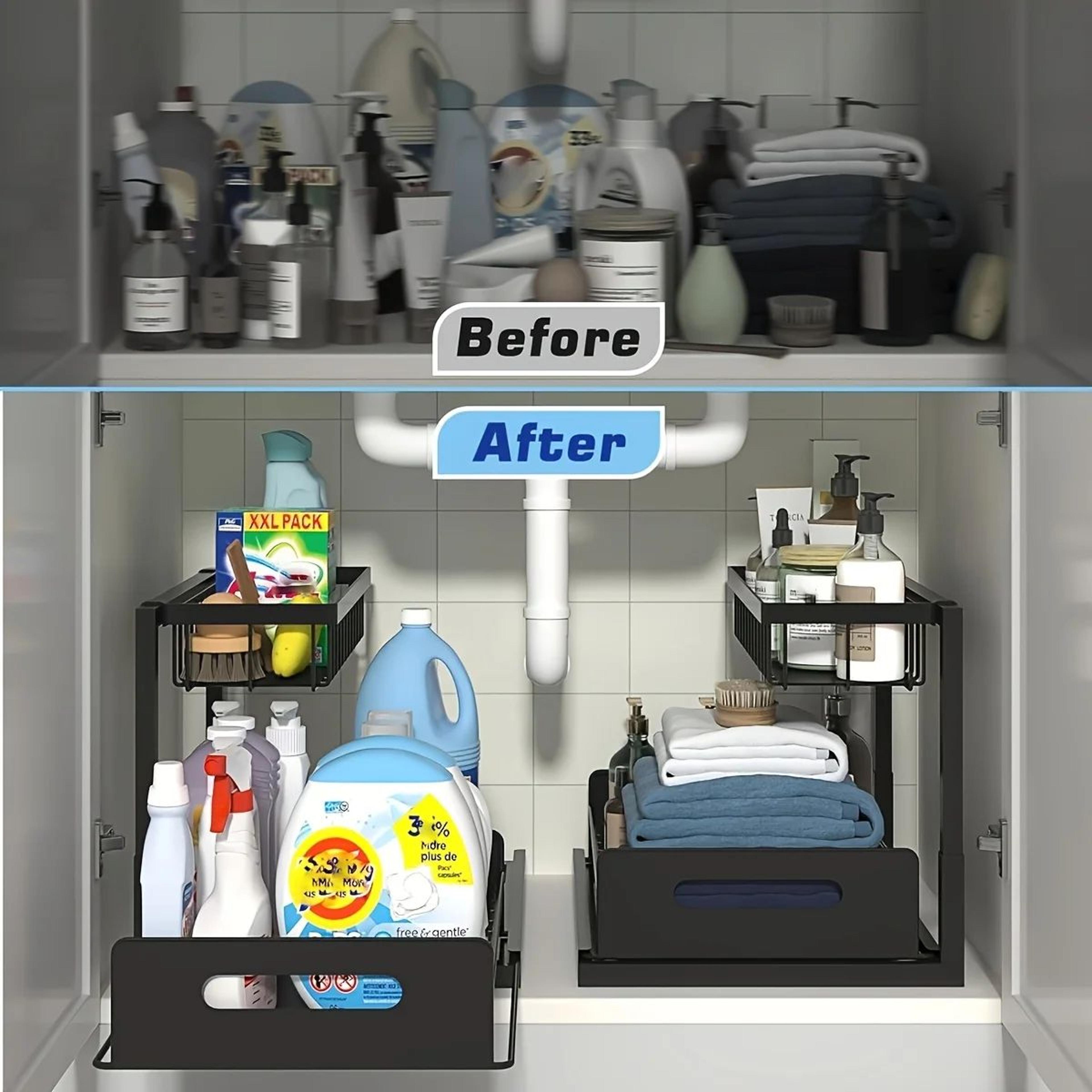 Sliding Under Sink Organizer Kitchen Storage Rack Cabinet Drawer 1
