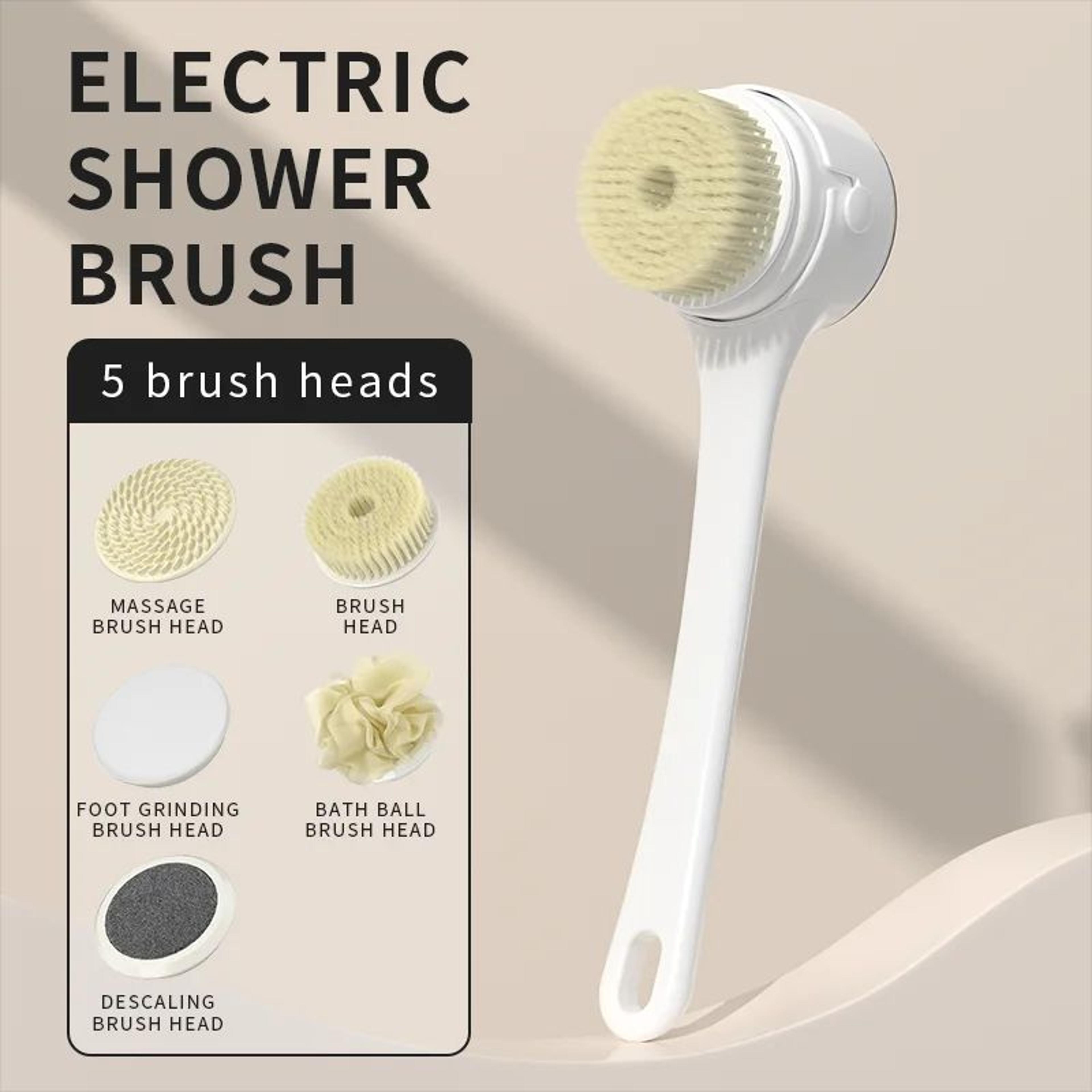 Electric Shower Body Brush With Long Handle Five Head Spa Scrubber 7