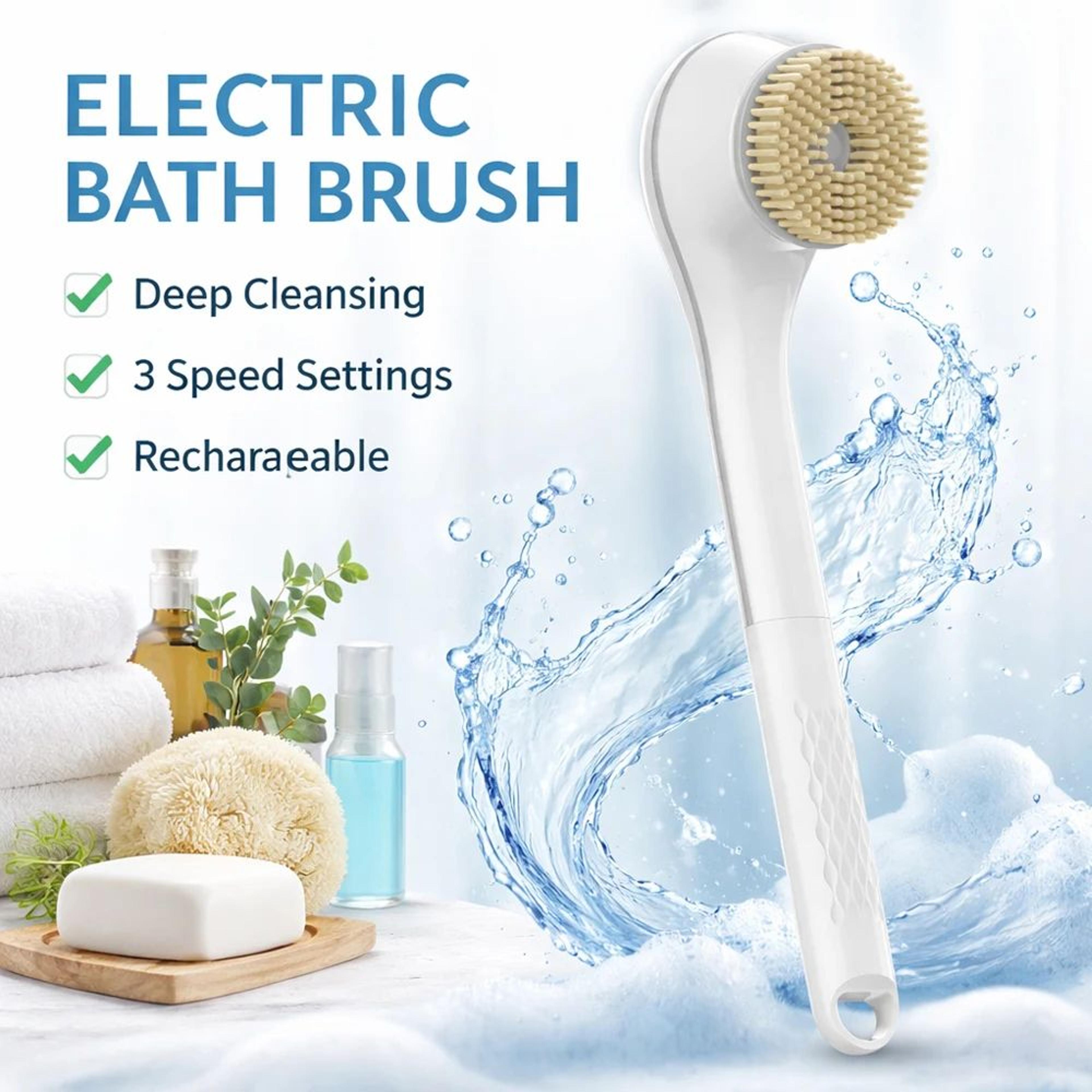 electric bath brush with six replaceable heads rechargeable body scrubber