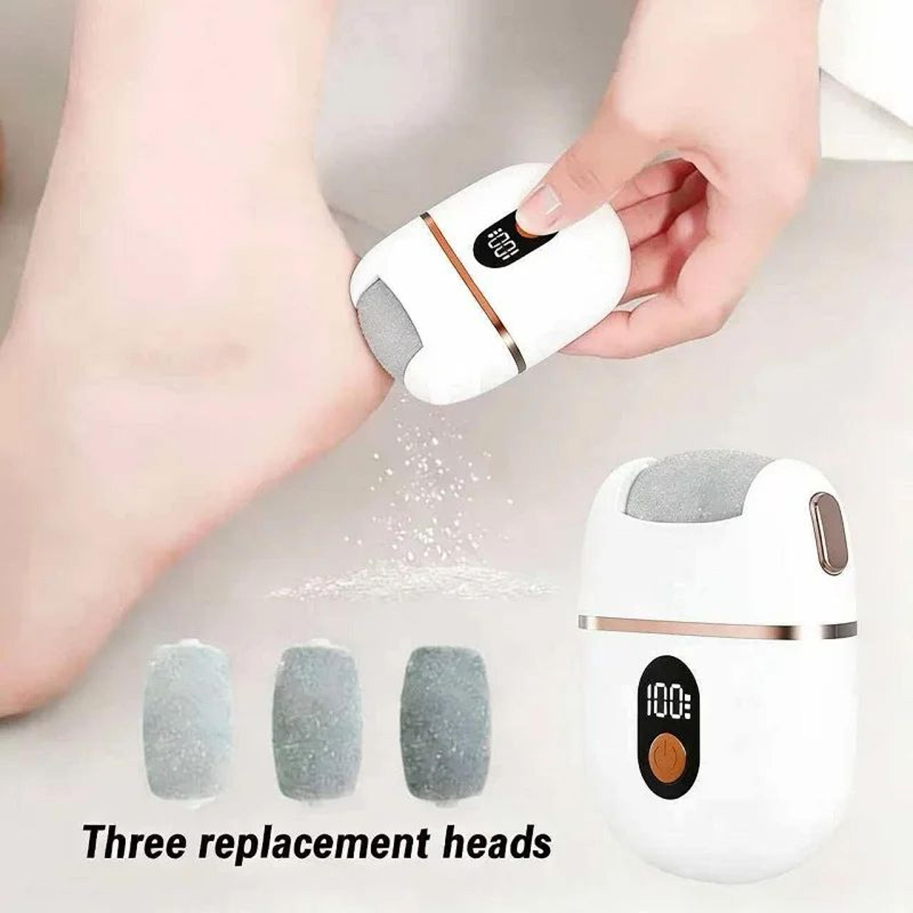 rechargeable electric foot exfoliator foot grinder kit with 3 grinding heads