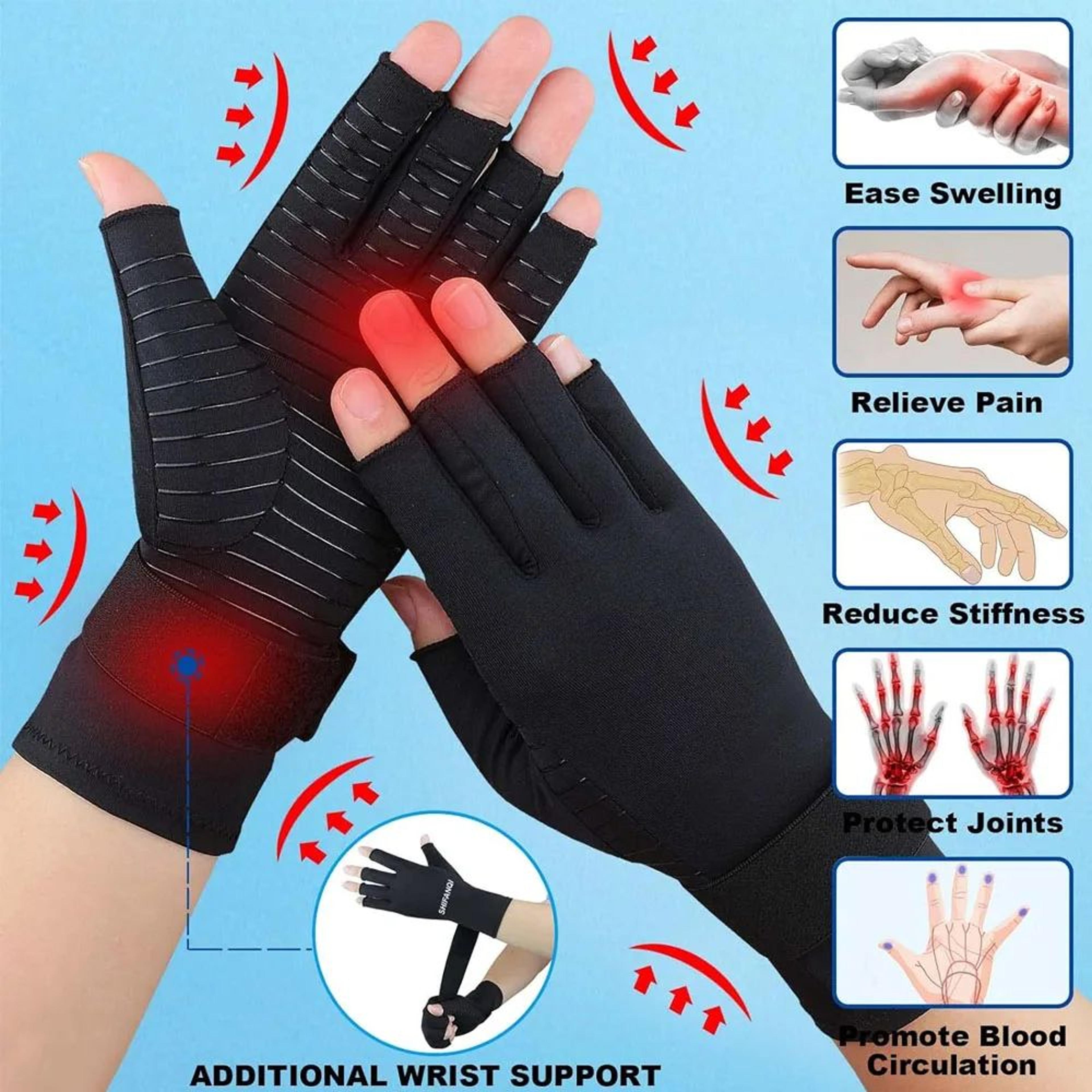 Compression Arthritis Gloves With Wrist Support Strap 3