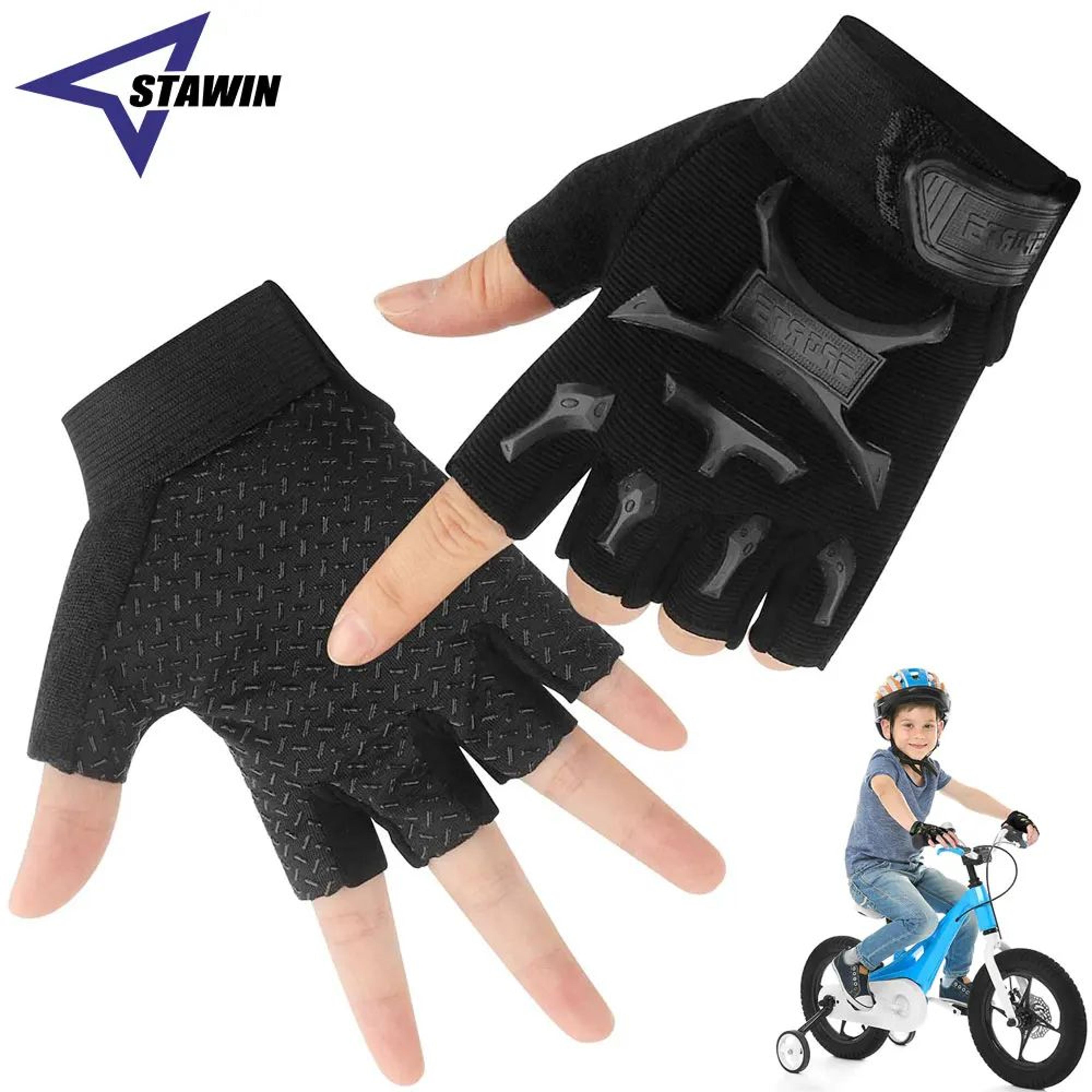 kids half finger cycling gloves with non slip gel grip for biking and outdoor sports