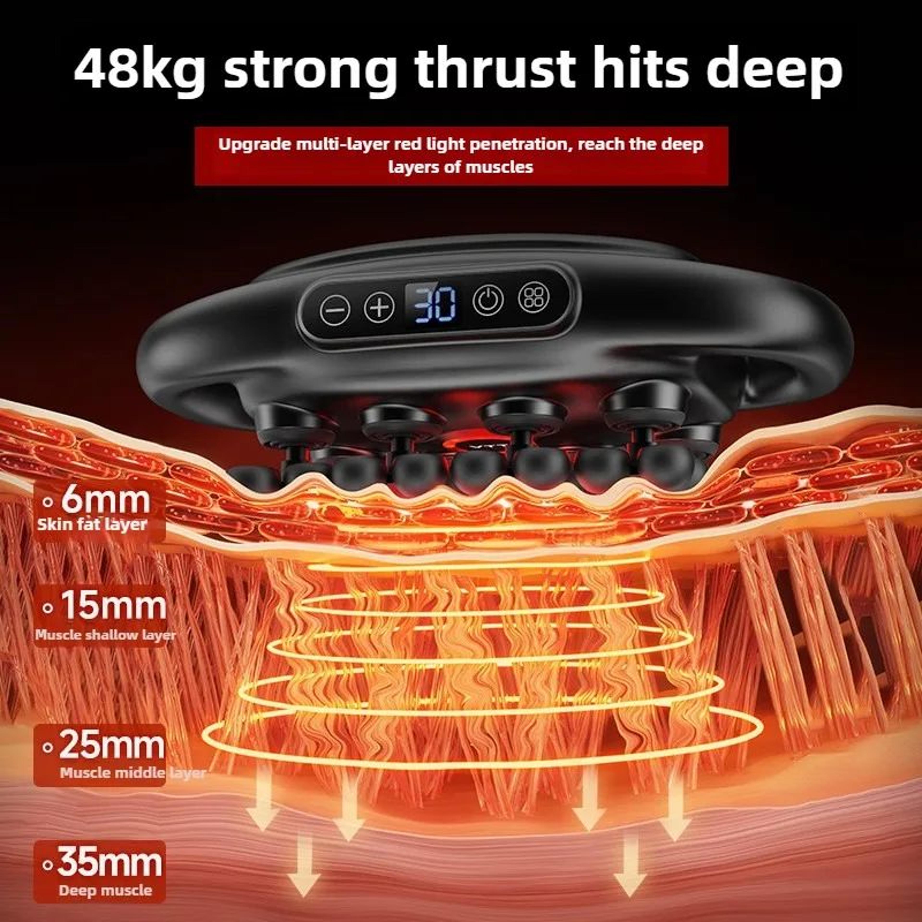 Professional Deep Tissue Massage Gun With Red Light And 32 Massage Heads 3