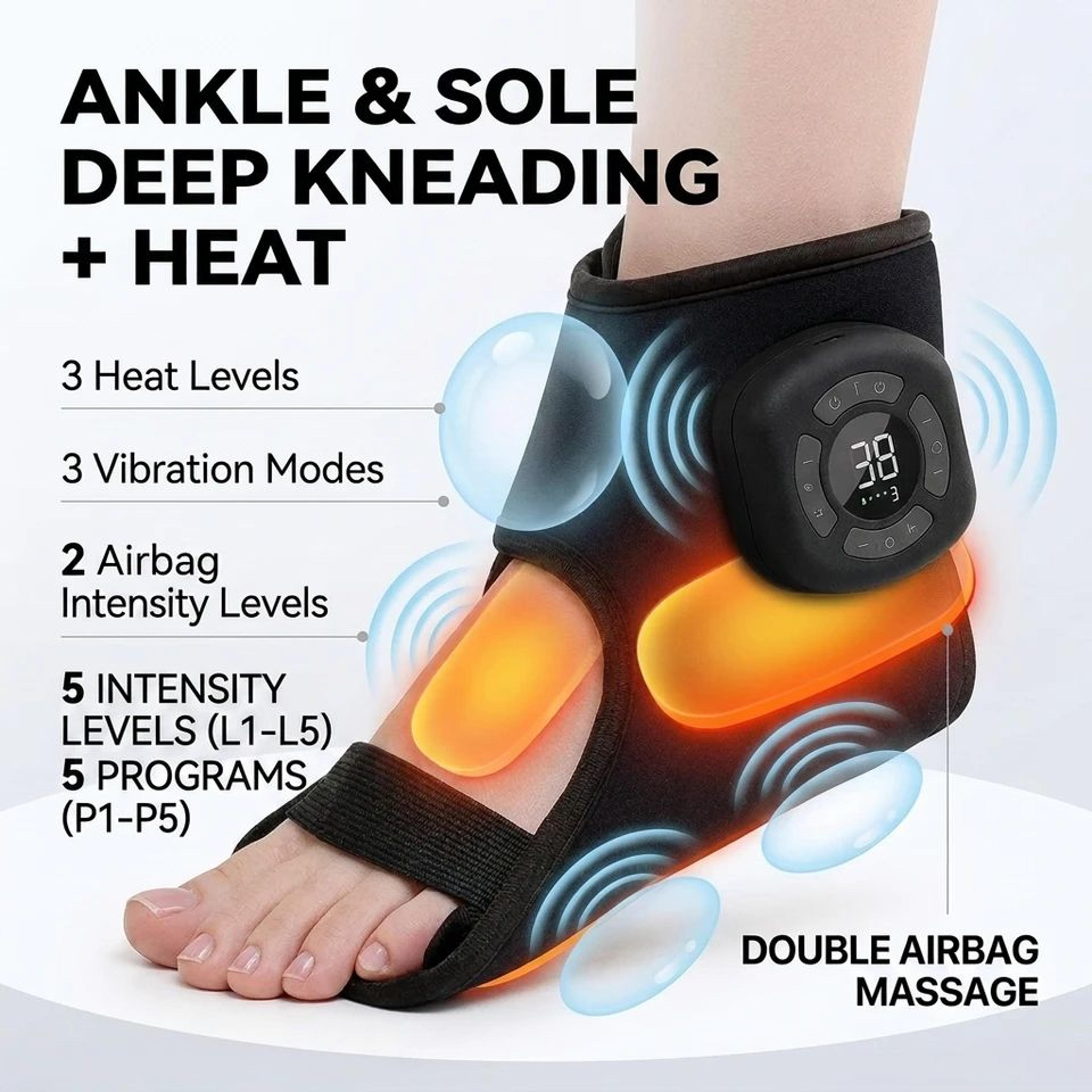 cordless heated ankle massager wrap with vibration support