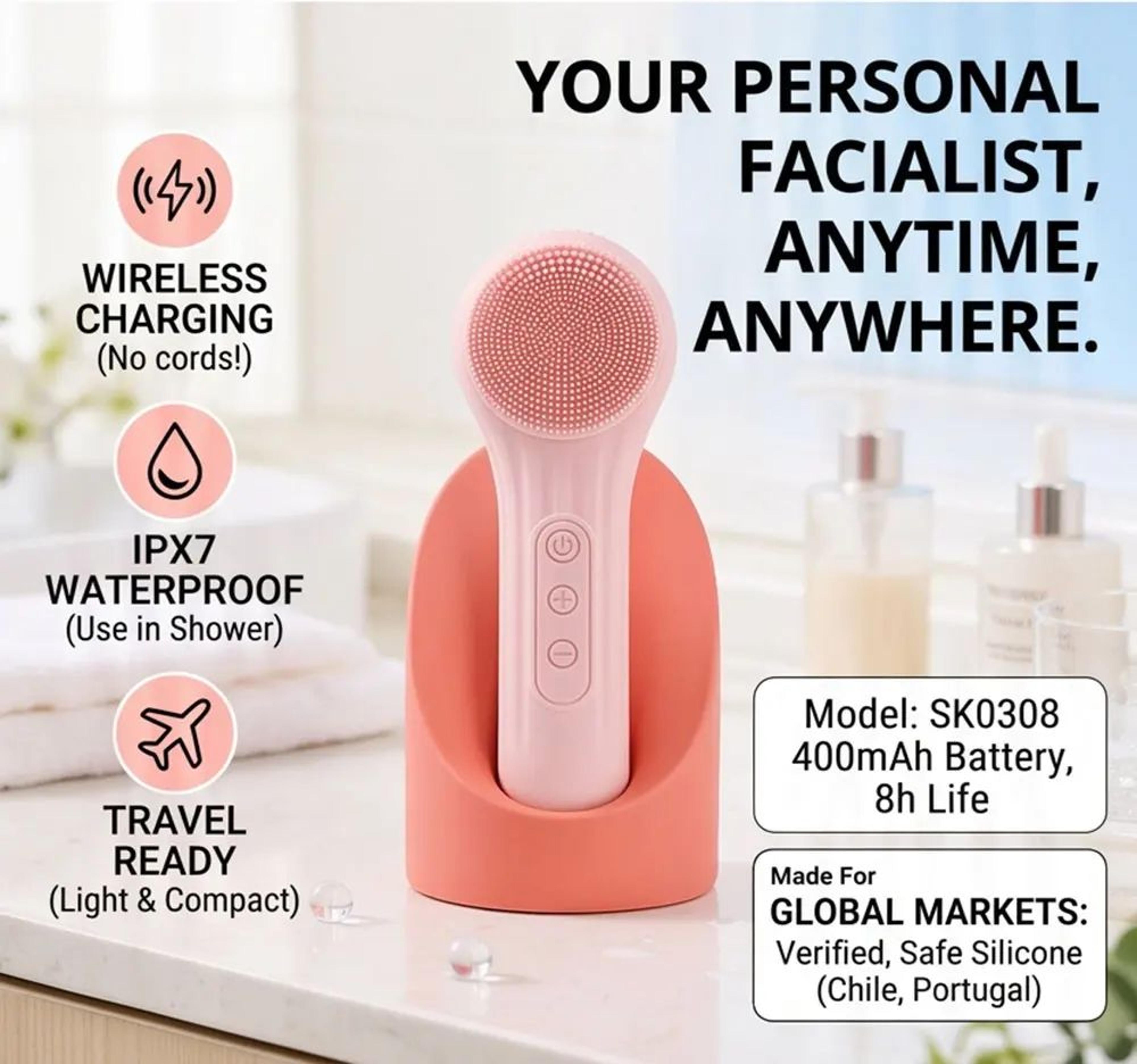 Electric Sonic Facial Cleansing Brush With Heat Massage And Deep Pore Care 5