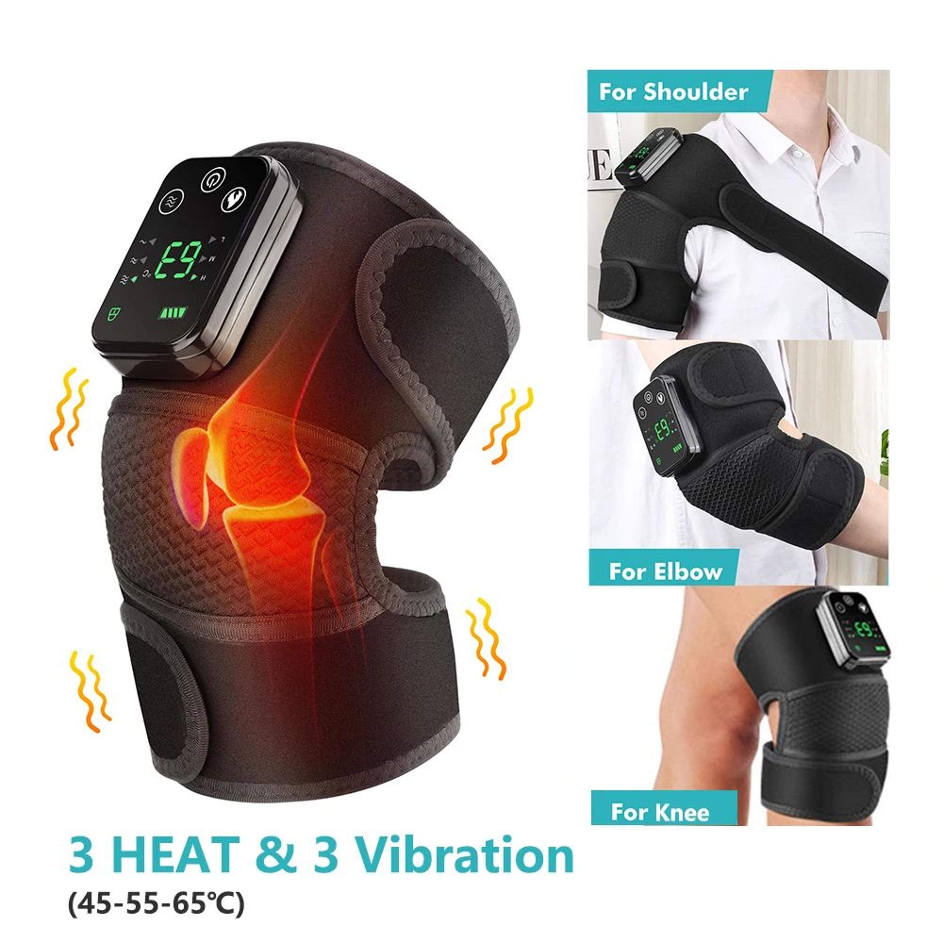 Heated Vibrating Knee Pad 3 In 1 Joint Support Brace 7