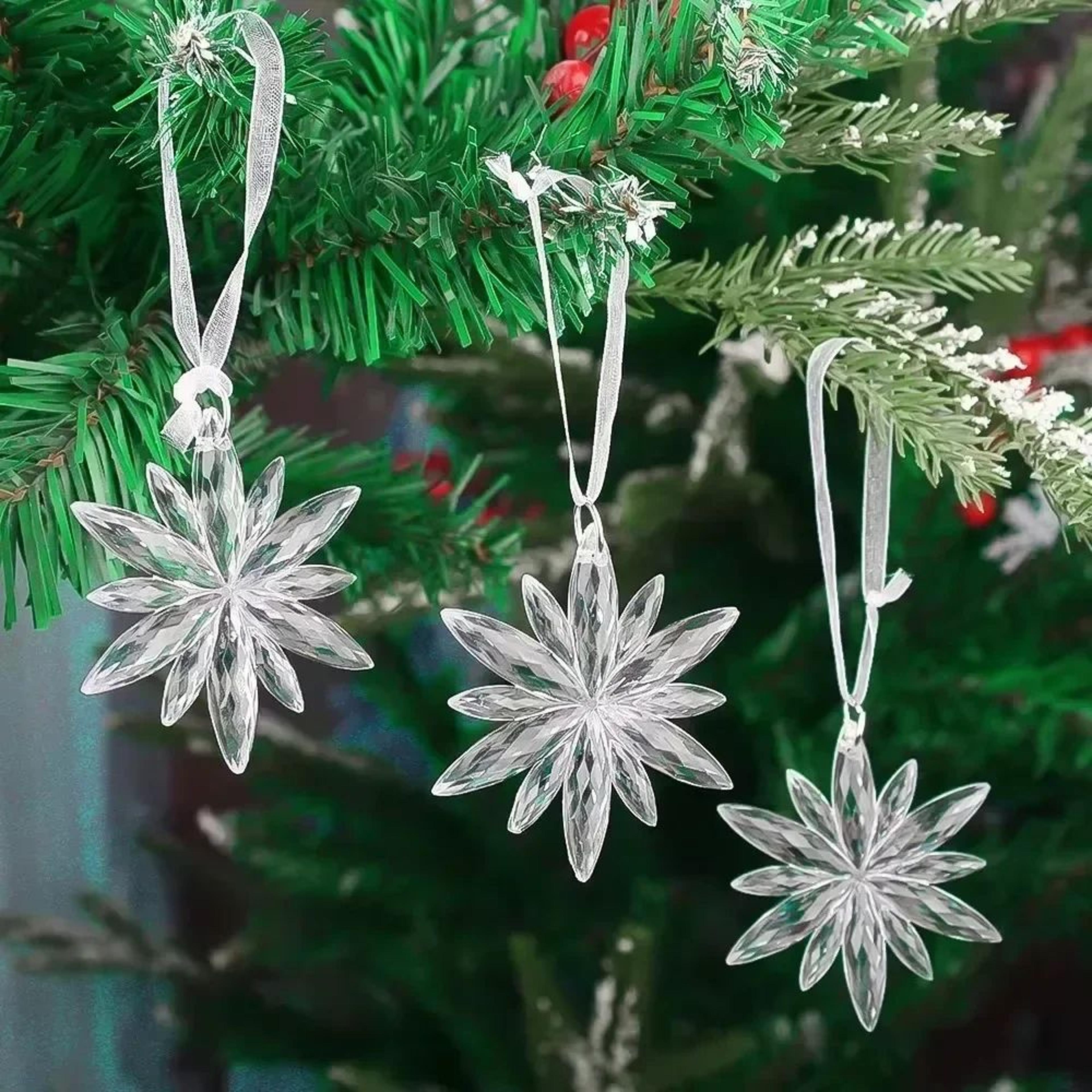 Clear Acrylic Snowflake Christmas Tree Ornaments 4