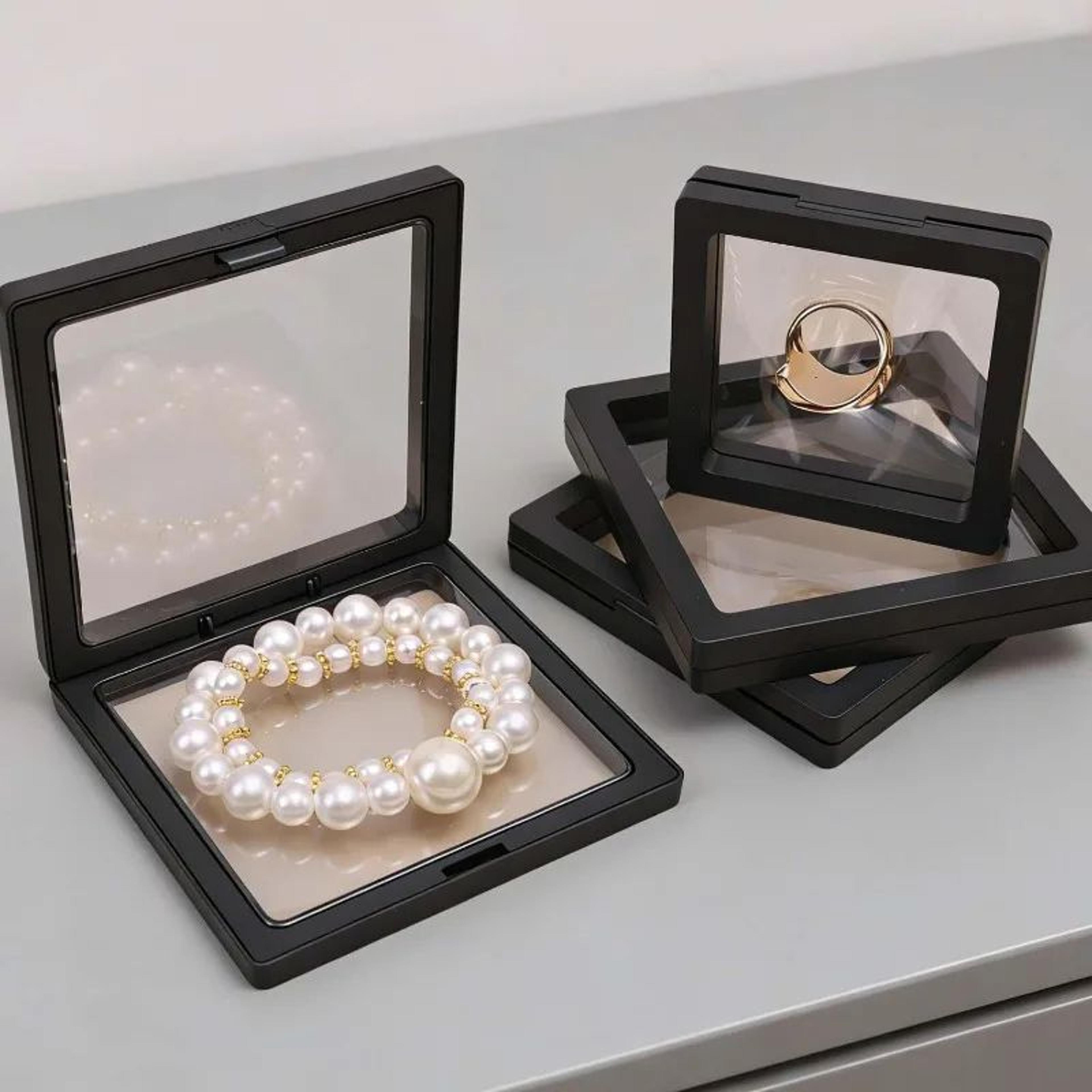 3D Floating Jewelry Display Case Transparent Storage Box 2