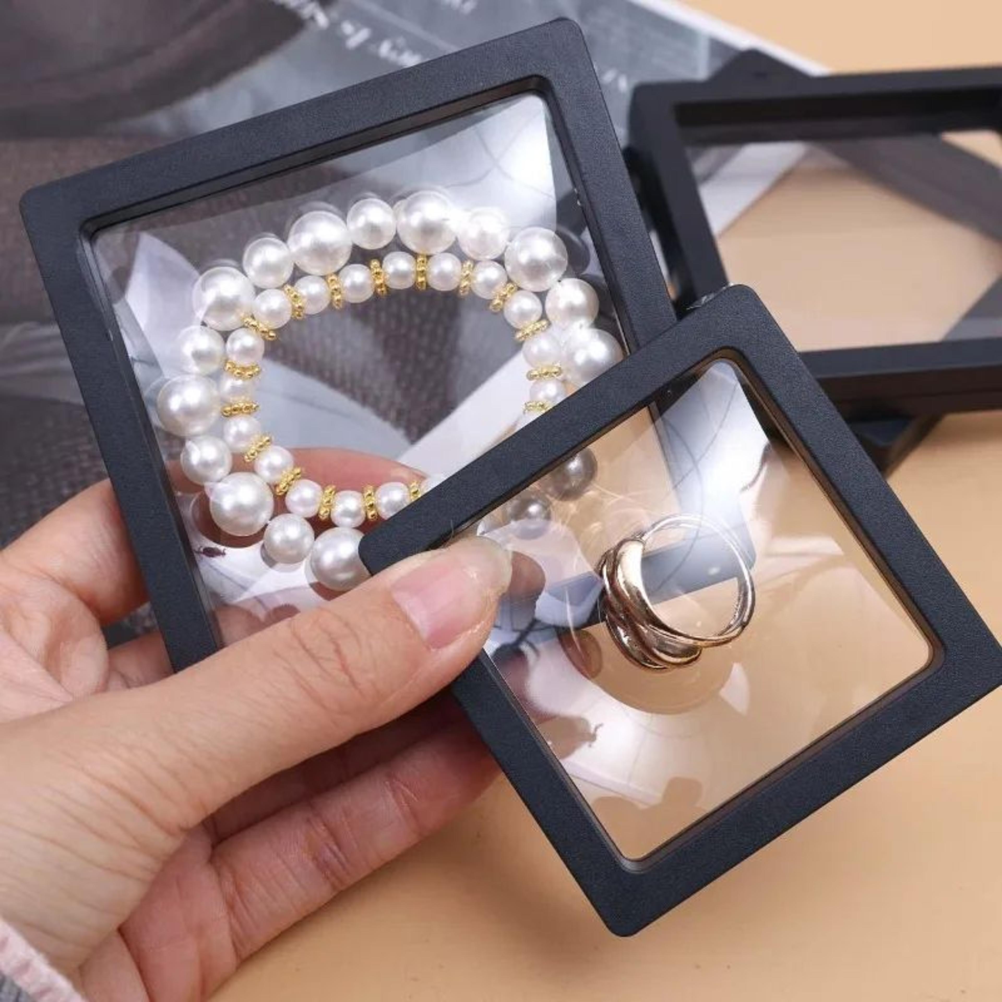 3D Floating Jewelry Display Case Transparent Storage Box 3