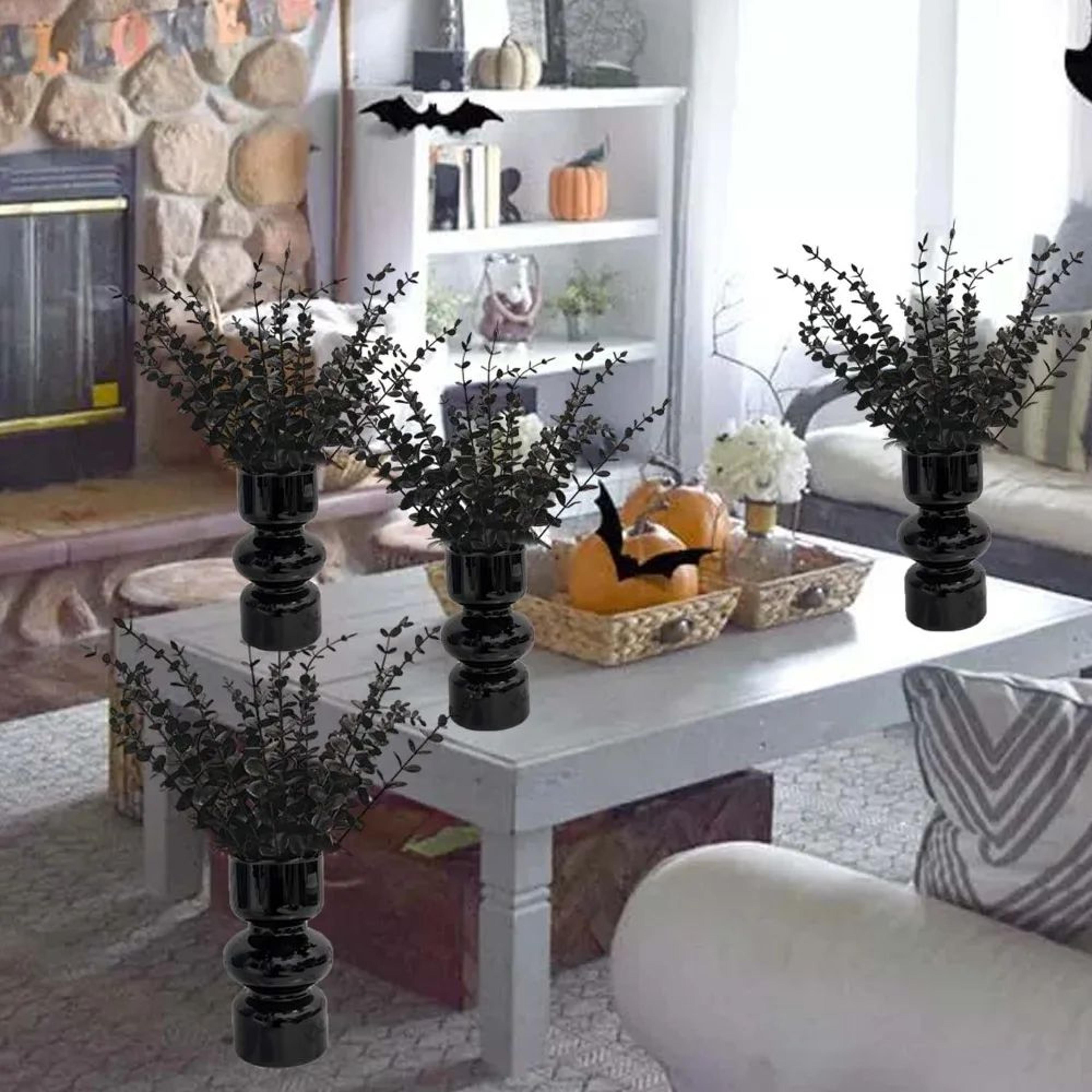 Artificial Black Eucalyptus Stems For Halloween And Fall Decor 2