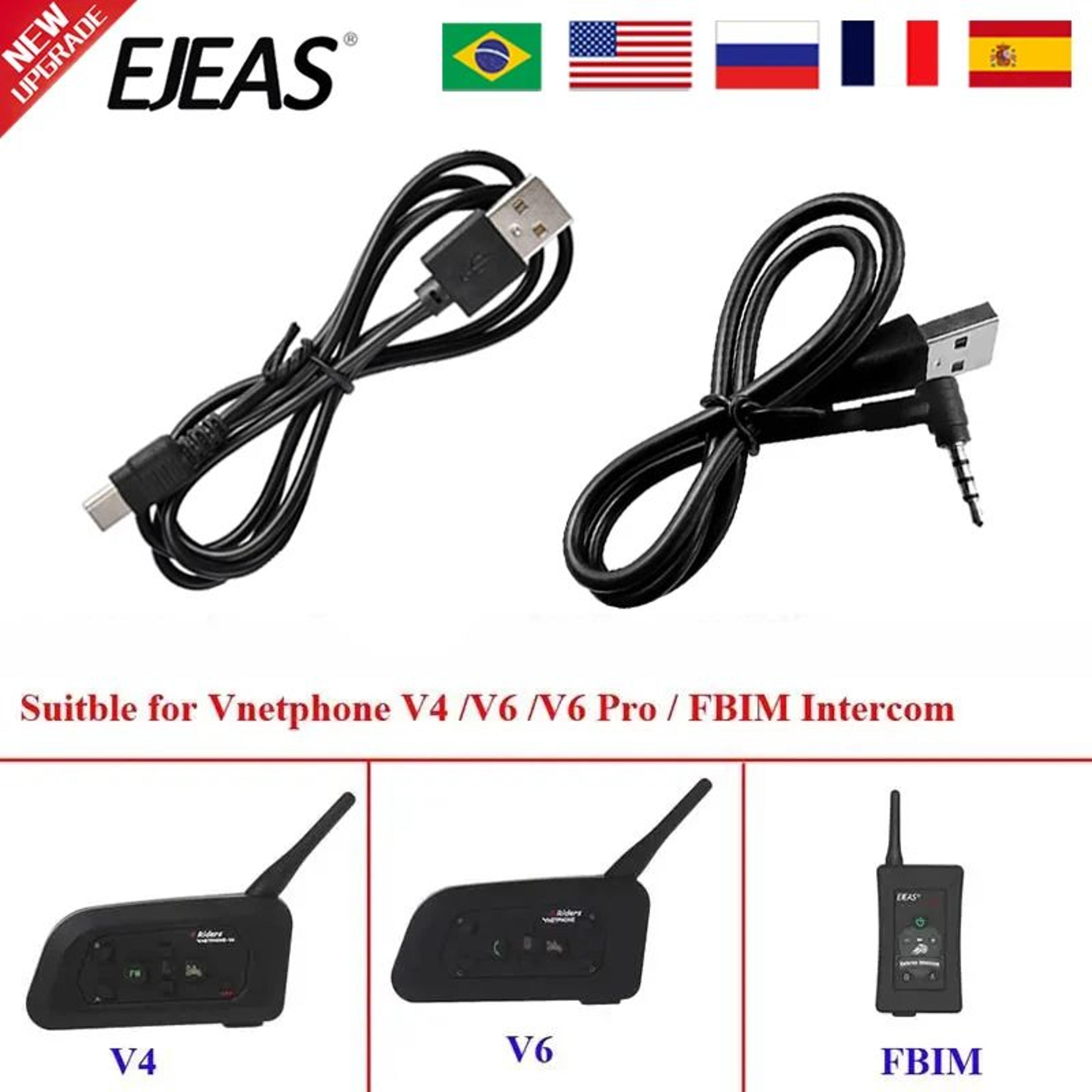 EJEAS Motorcycle Intercom Charging Cable Type C 35mm Data Cable 0