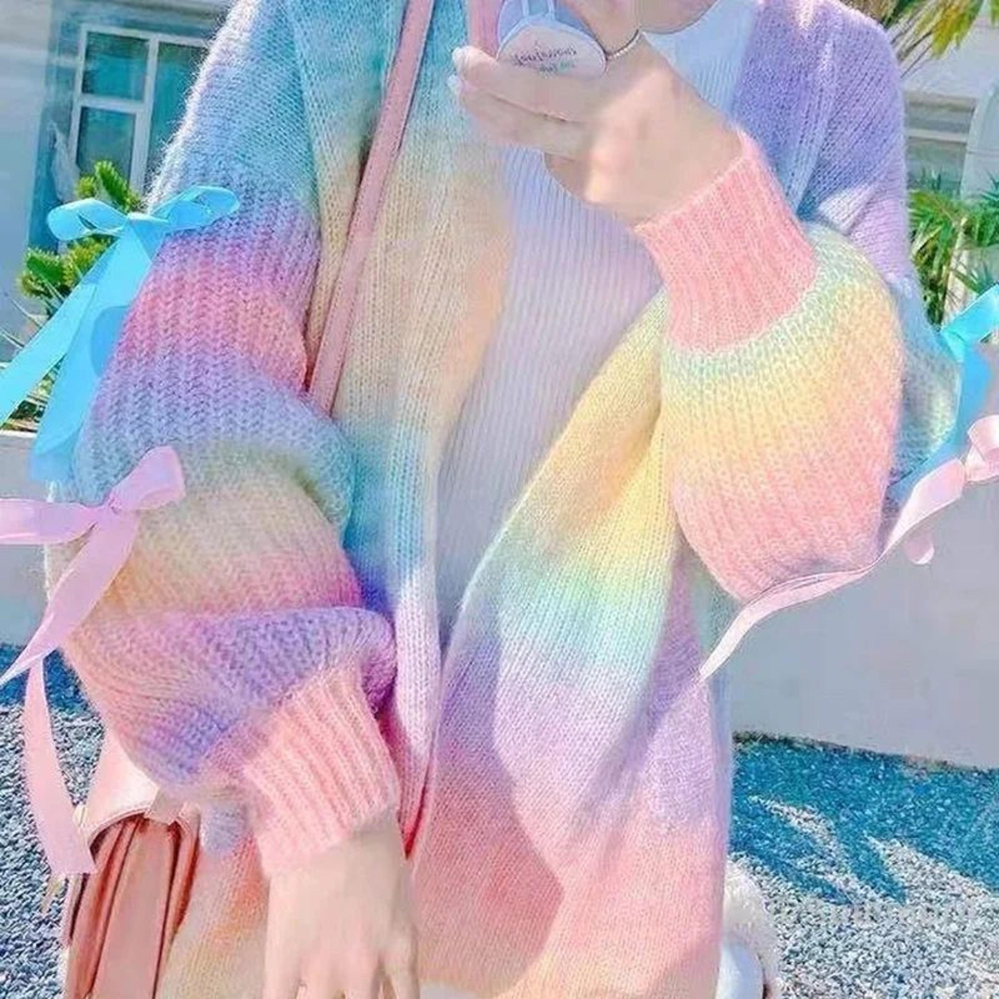 gradient mohair yarn rainbow knitting yarn for crochet and diy crafts