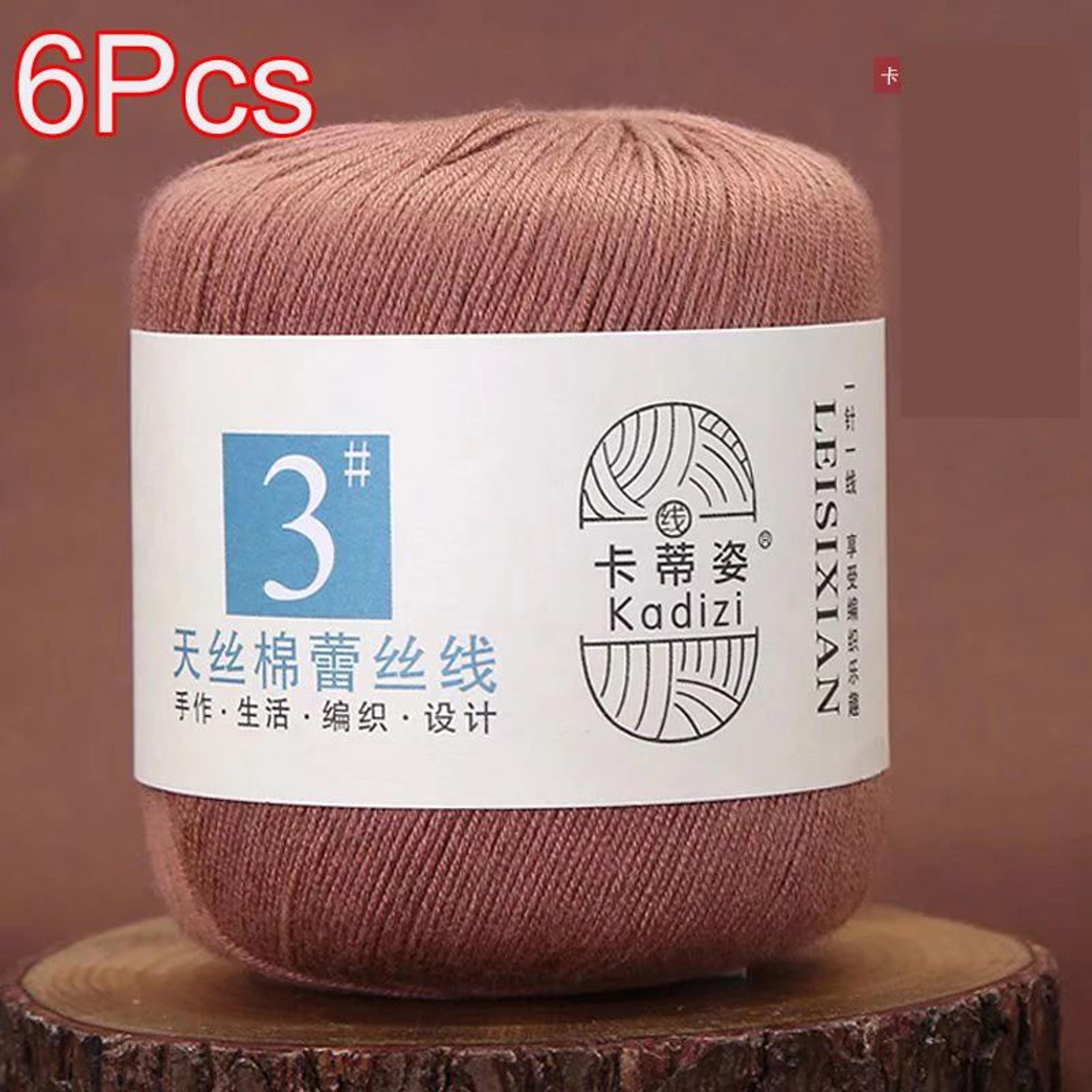 6 Piece Mercerized Cotton Lace Yarn Set For Knitting And Crochet 20
