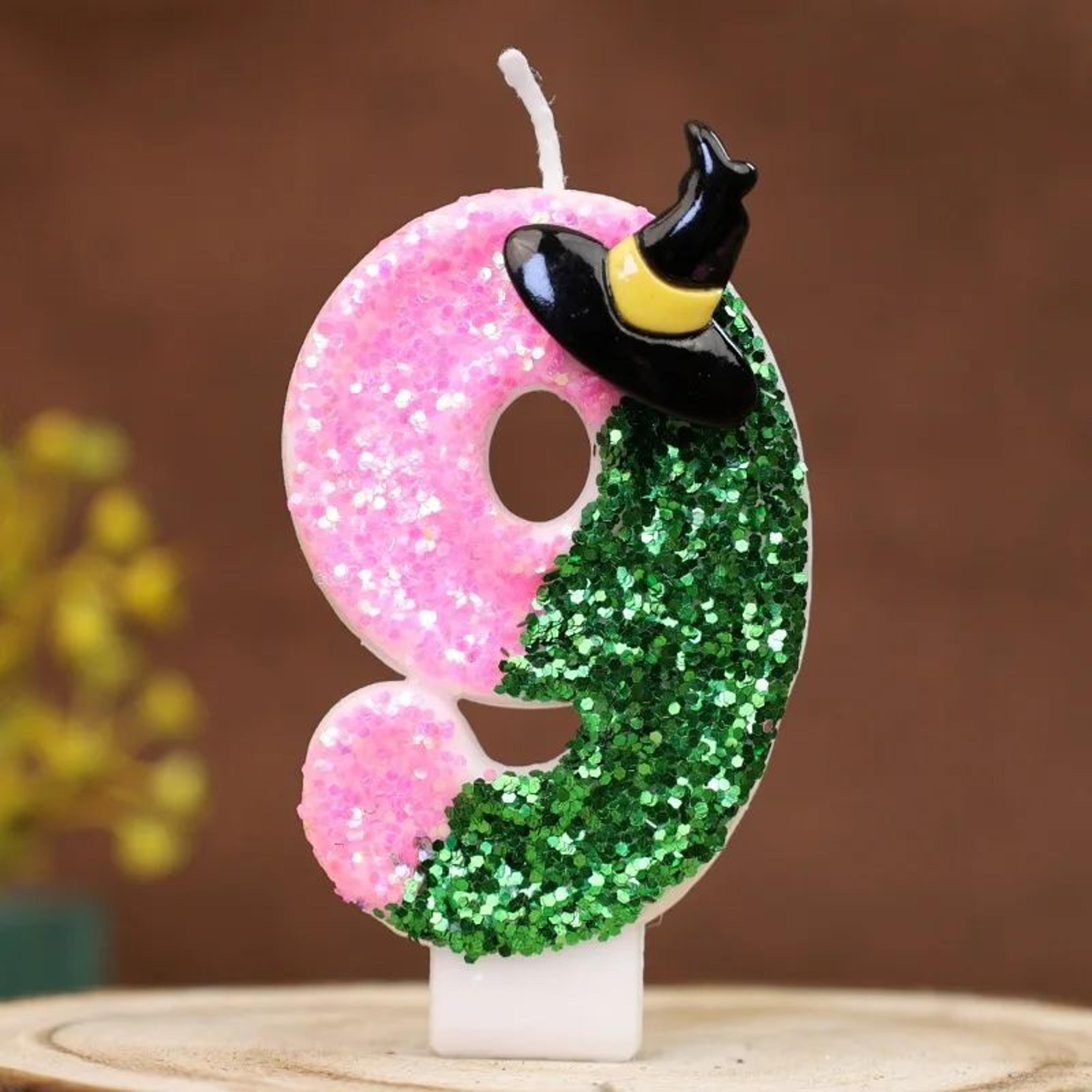 Witch Theme Number Birthday Candle Cake Topper 15