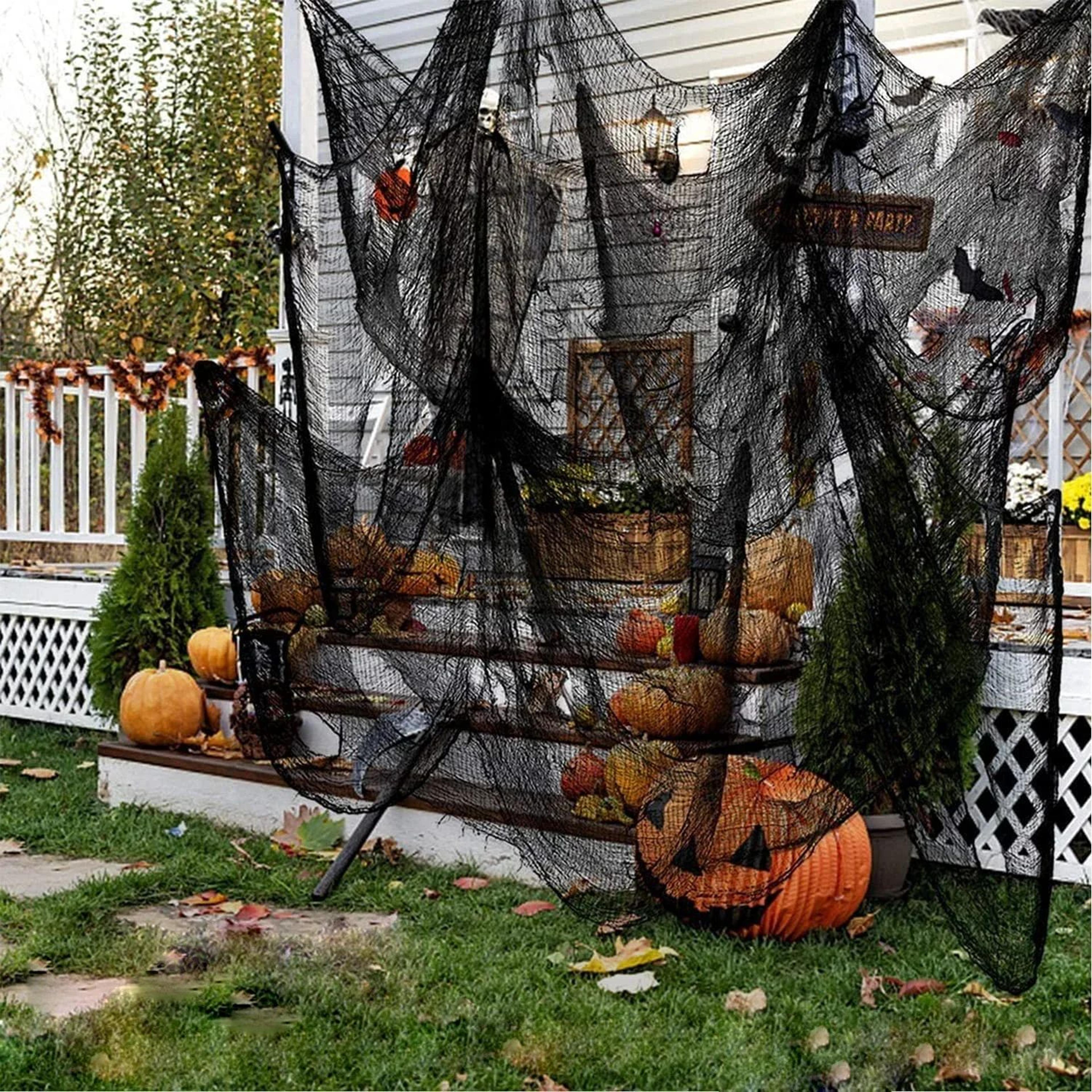 Black Creepy Gauze Halloween Decor 1