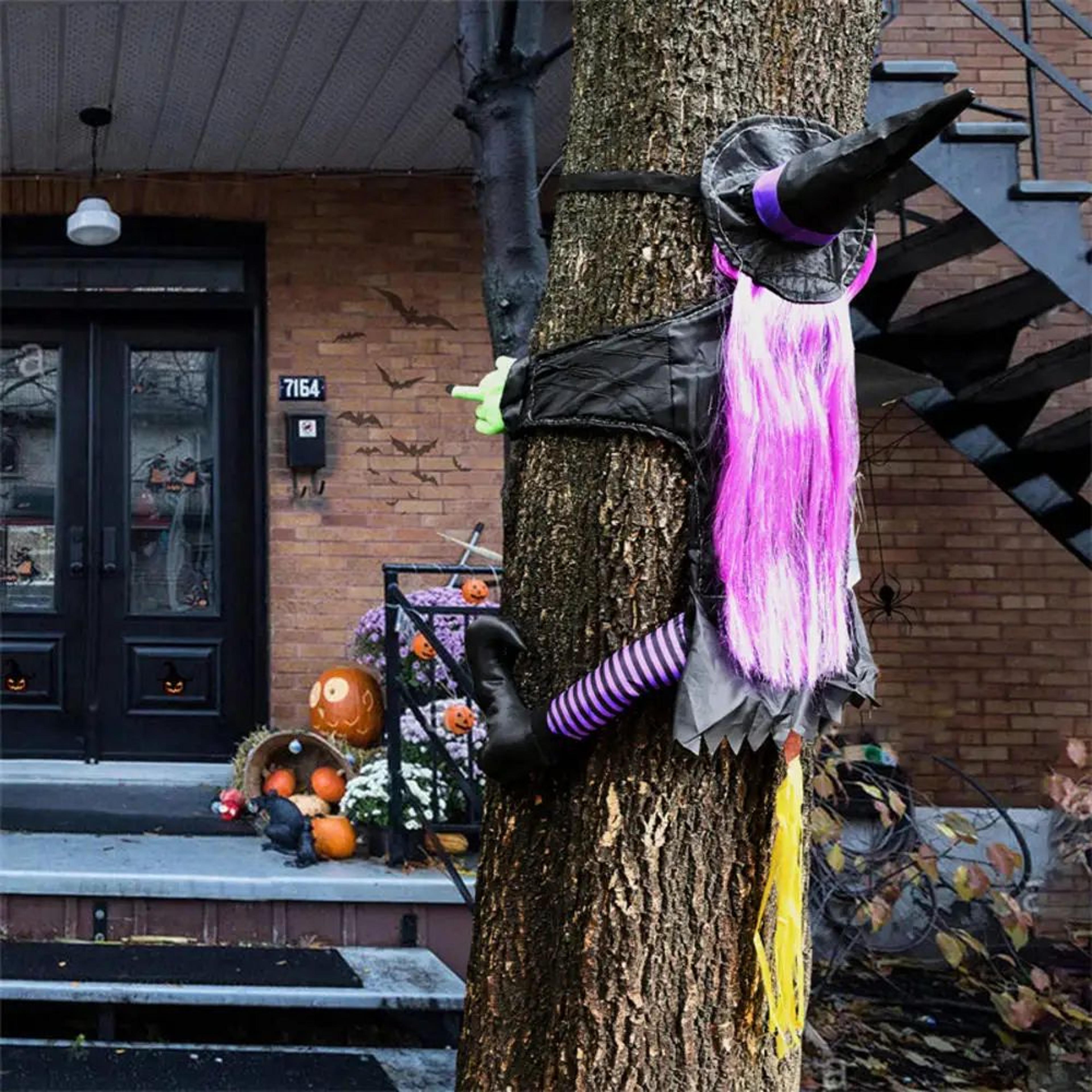 Crashing Witch Halloween Yard Decoration 4