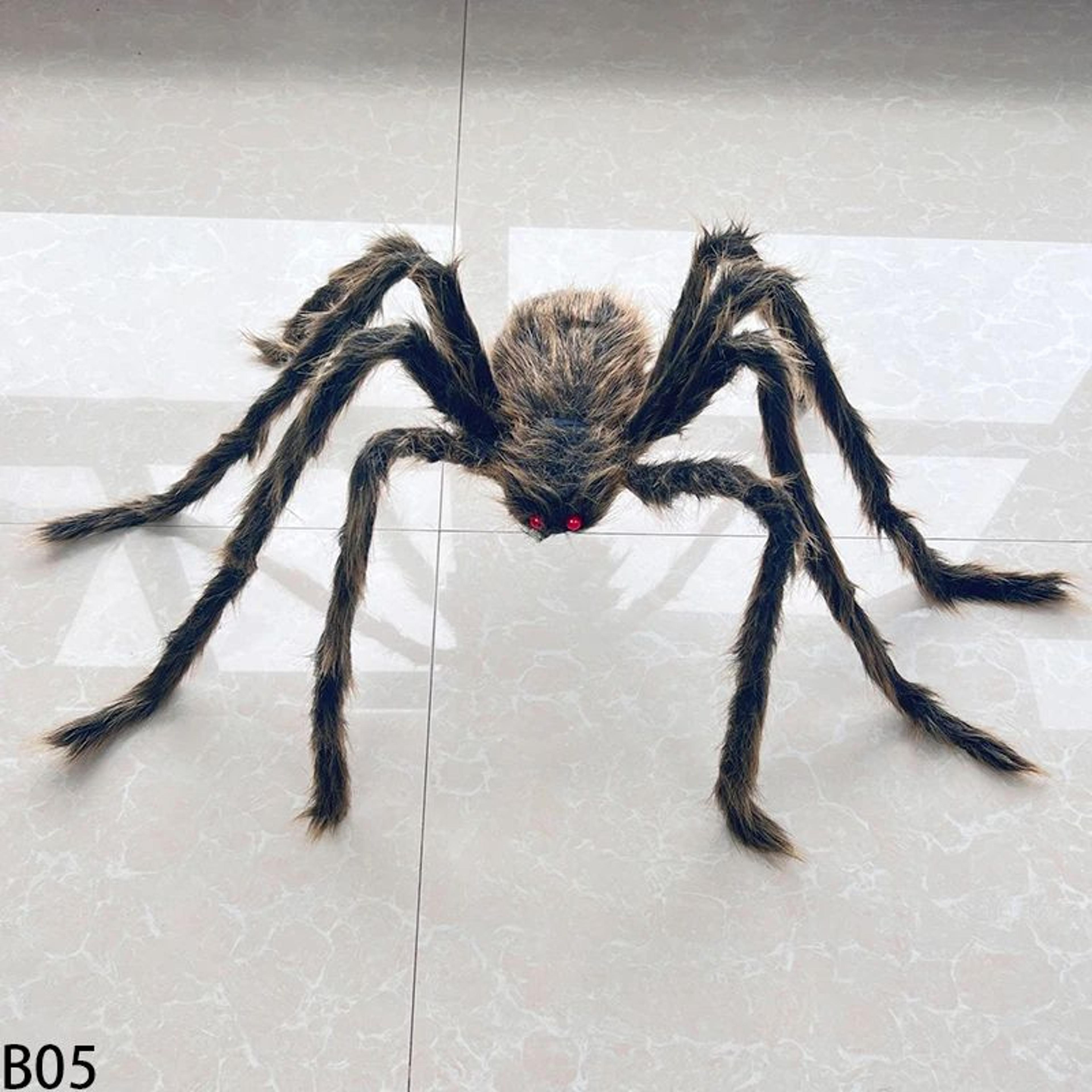 Oversized Black Plush Spider Prop 10