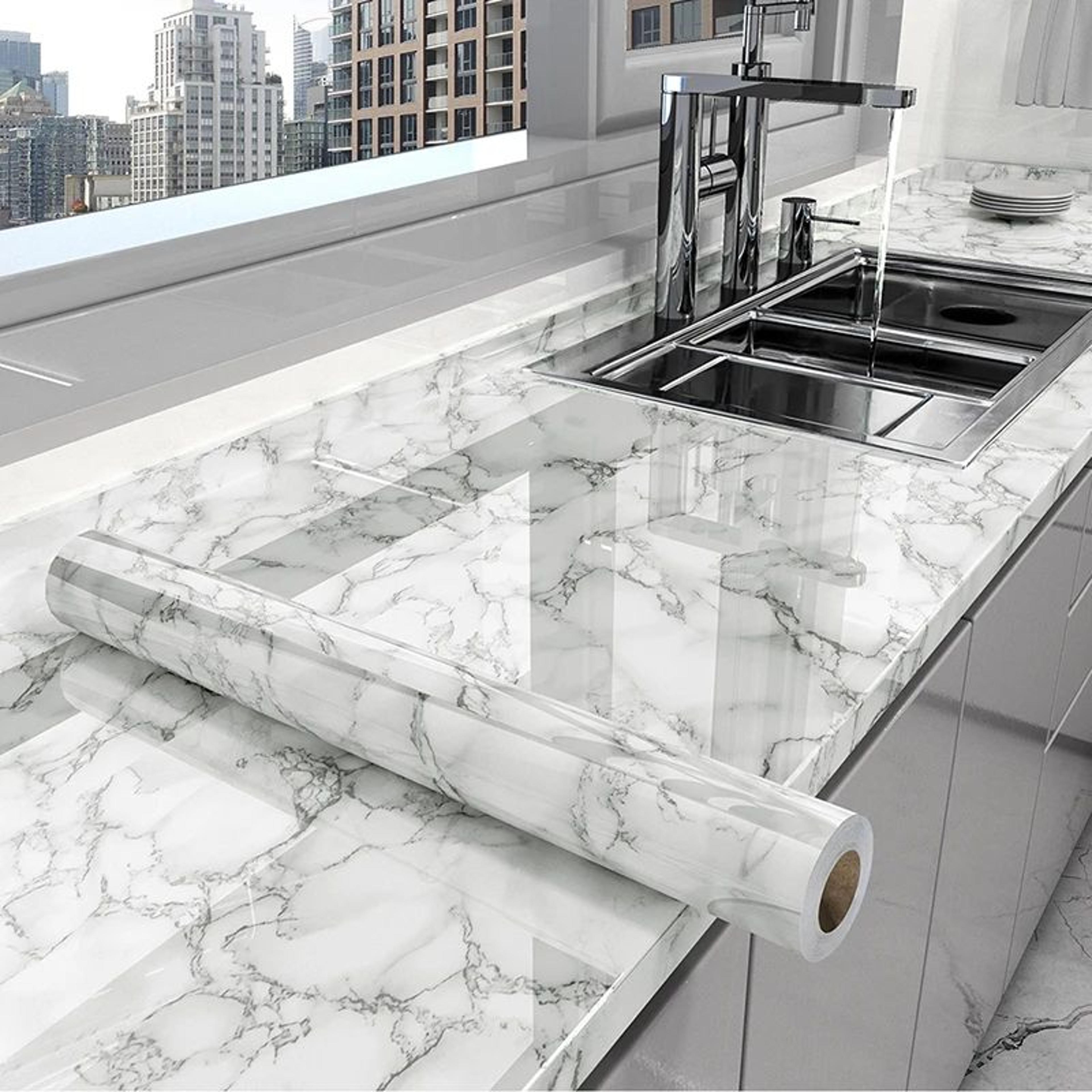 marble self adhesive kitchen wallpaper