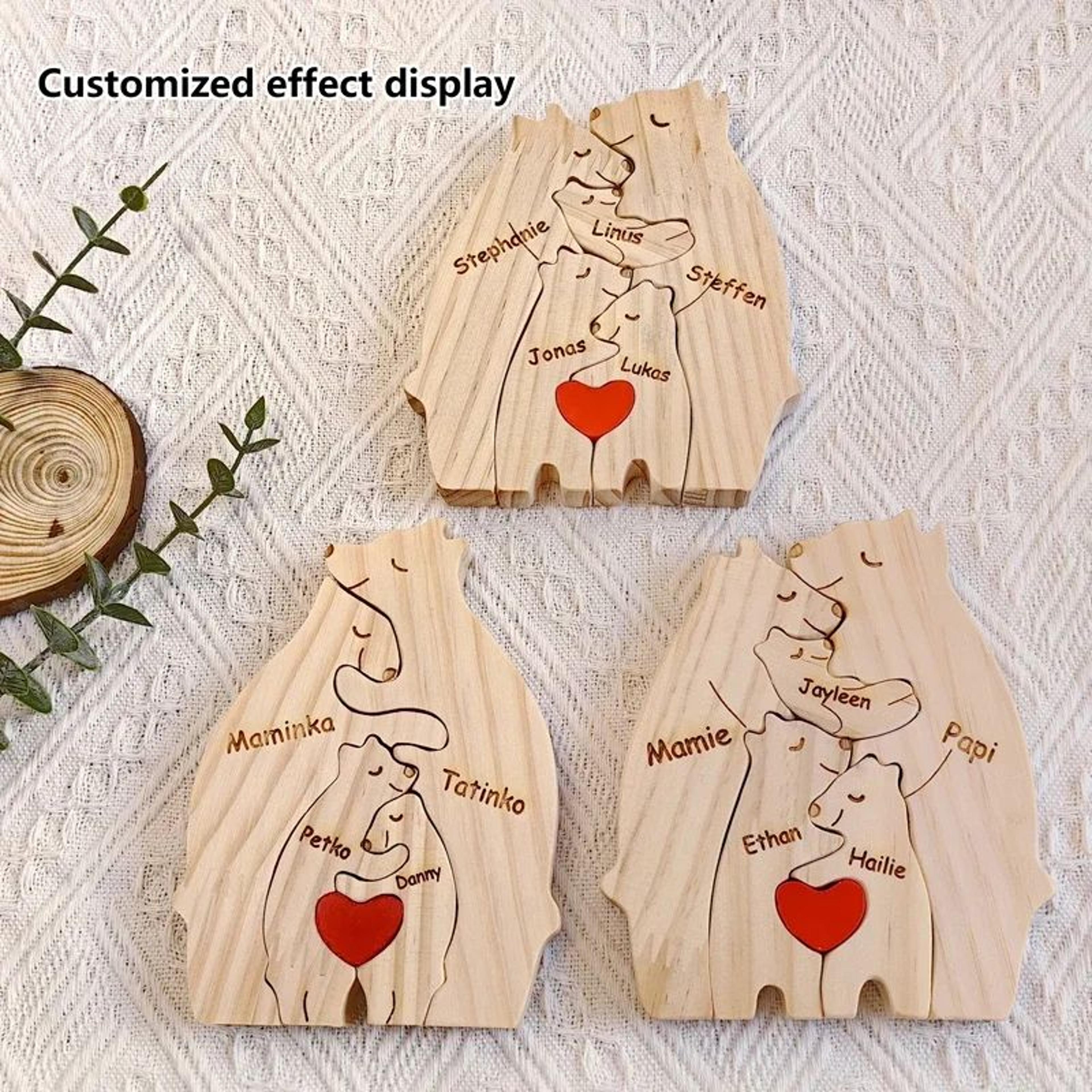 Personalized Wooden Bear Family Puzzle 3