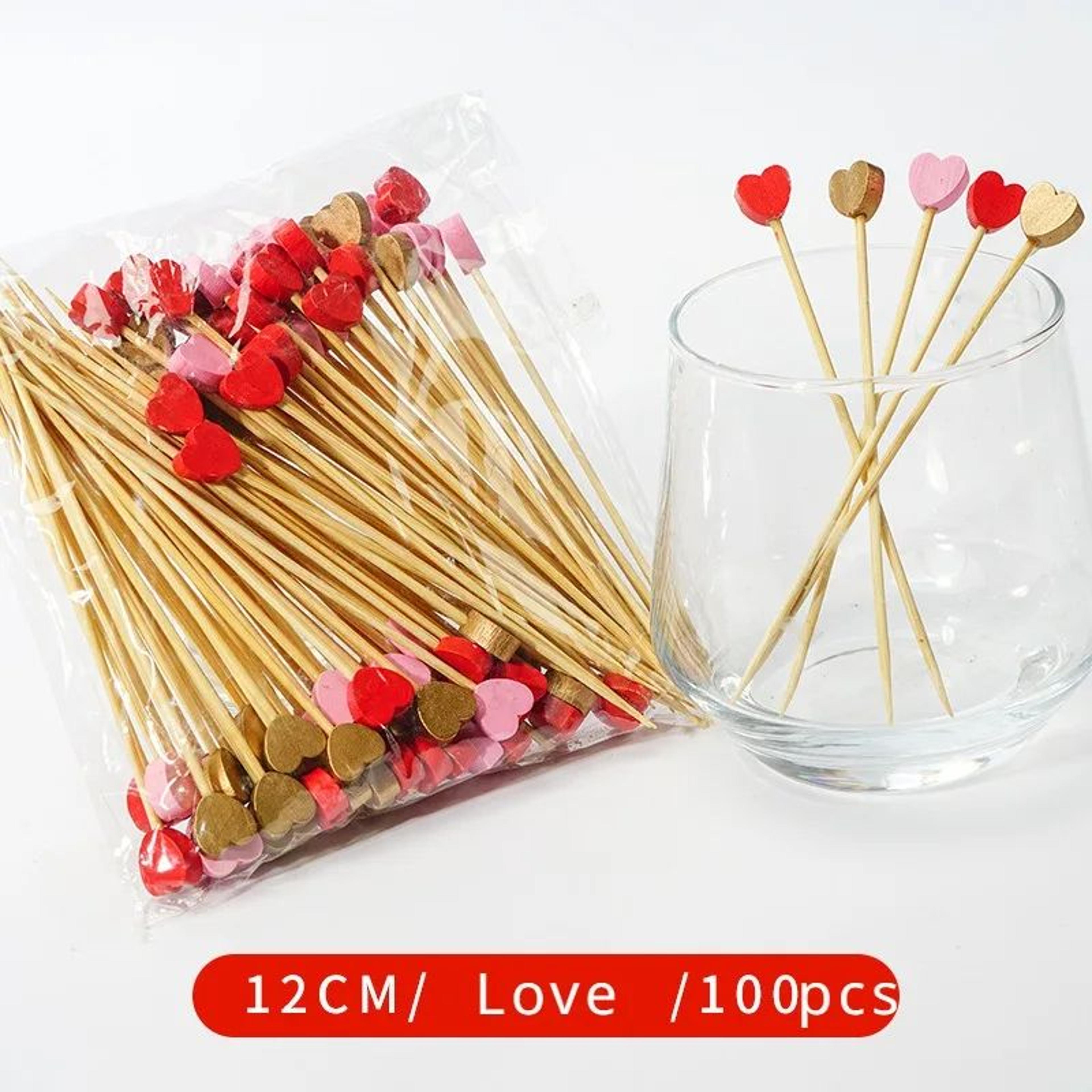 red heart bamboo party food picks