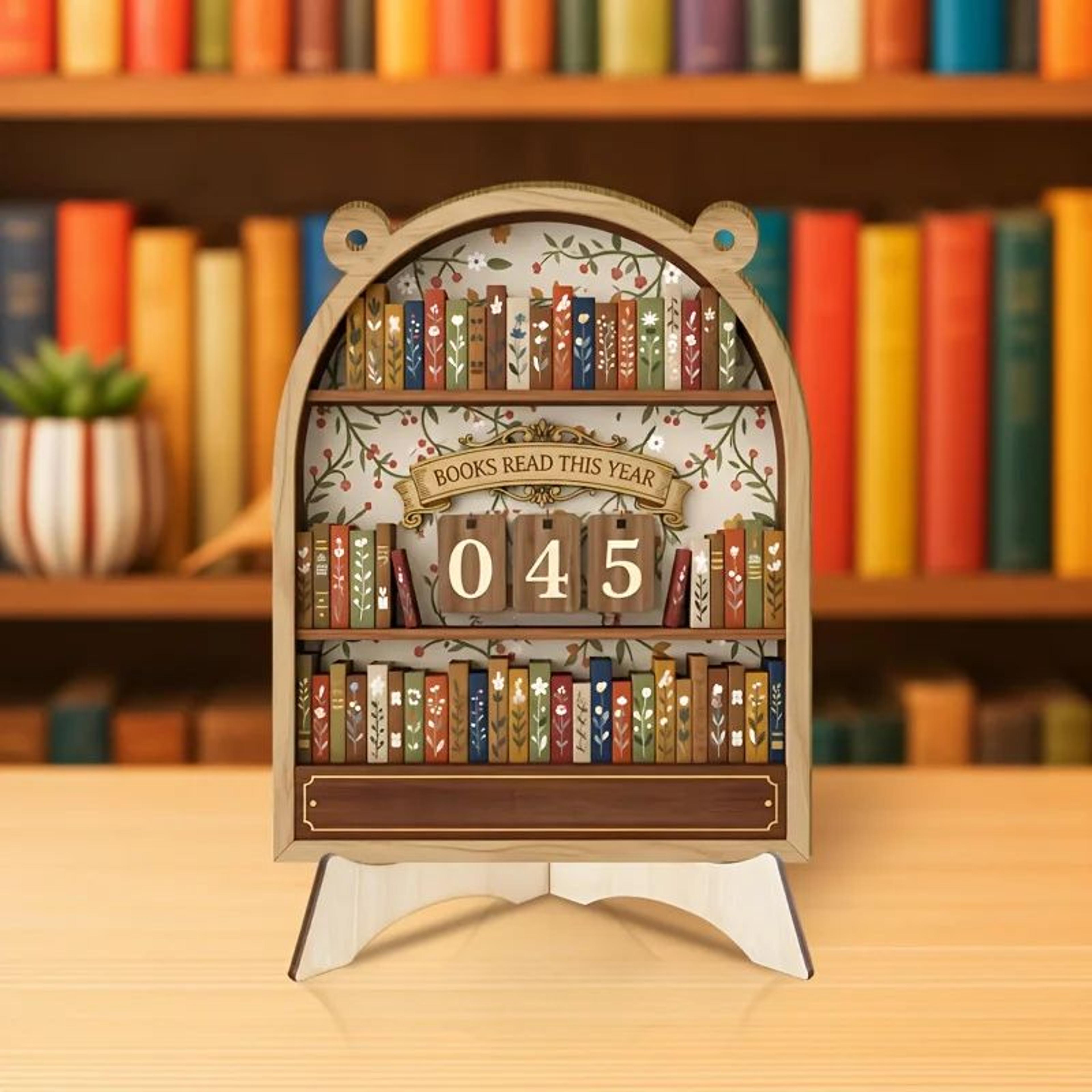 Vintage Wooden Book Reading Tracker 2