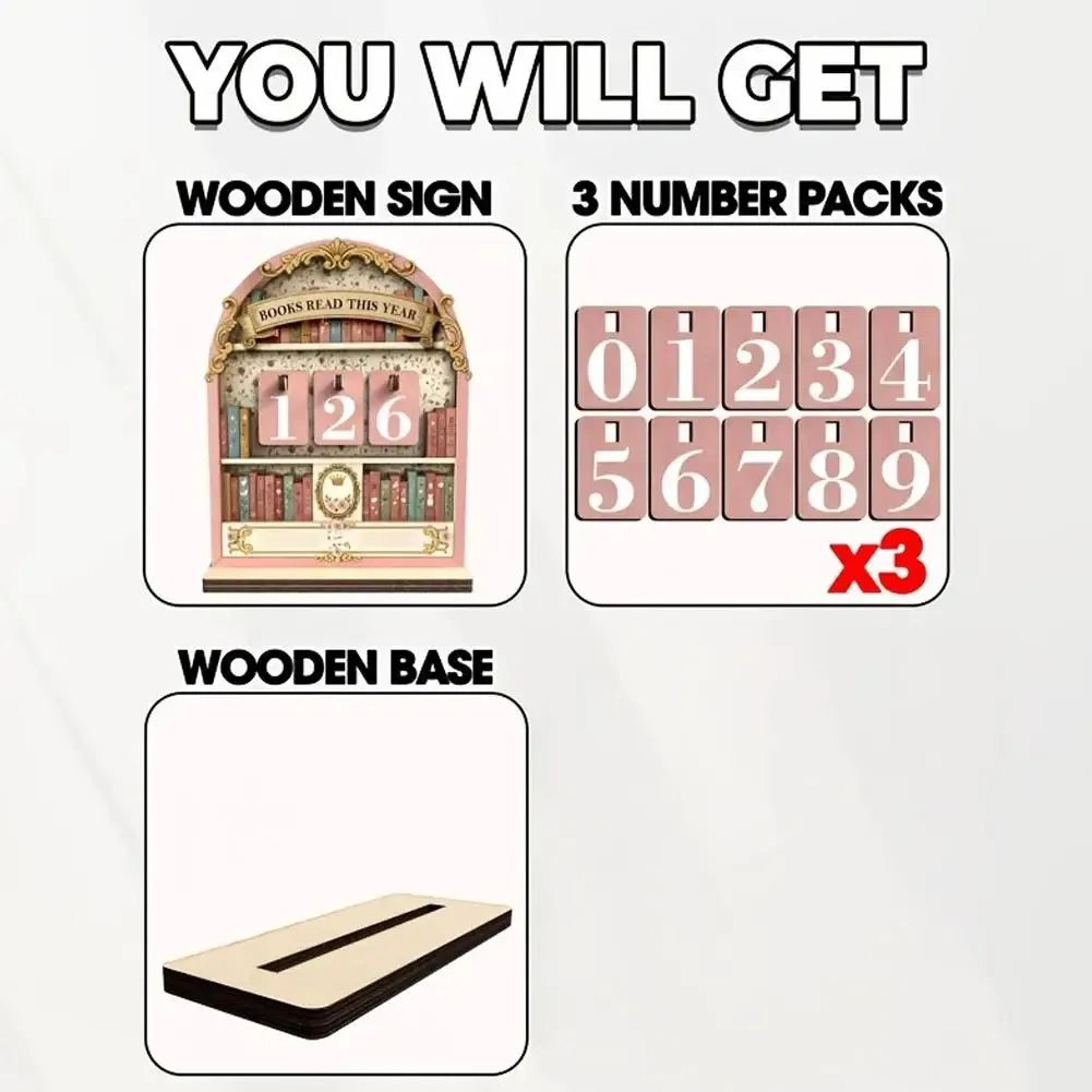 Vintage Wooden Book Reading Tracker 5