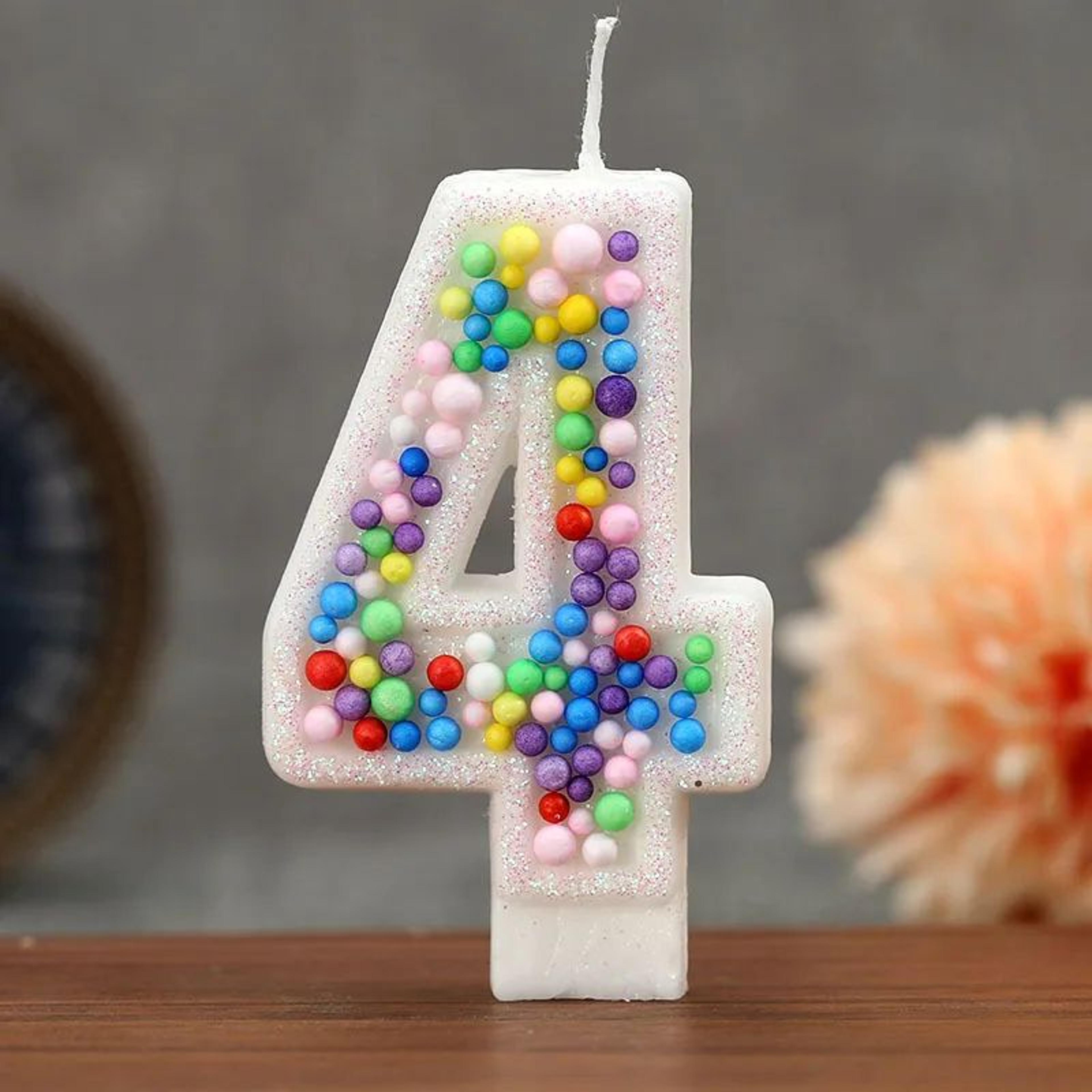 Colorful Number Birthday Cake Candle 4