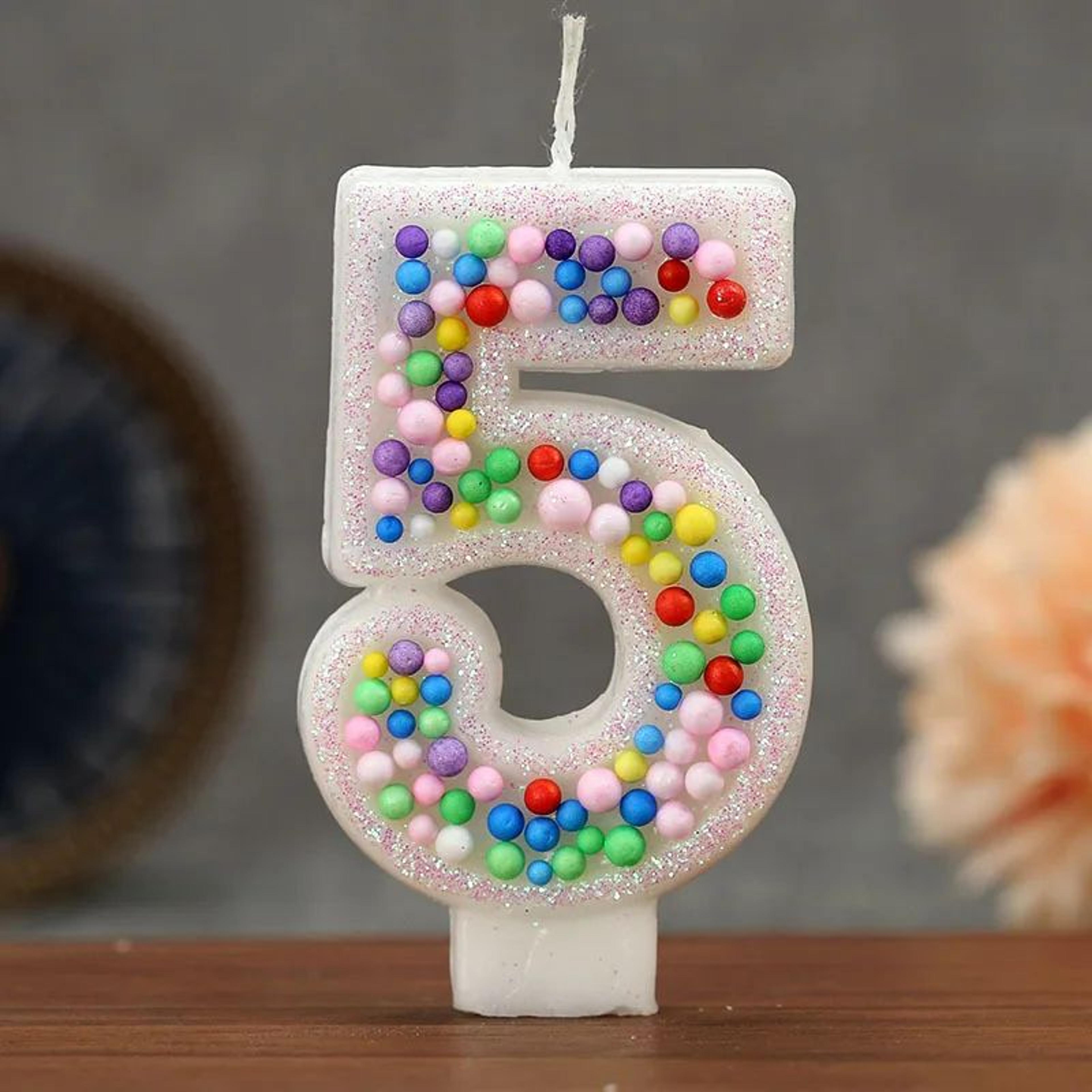 Colorful Number Birthday Cake Candle 5