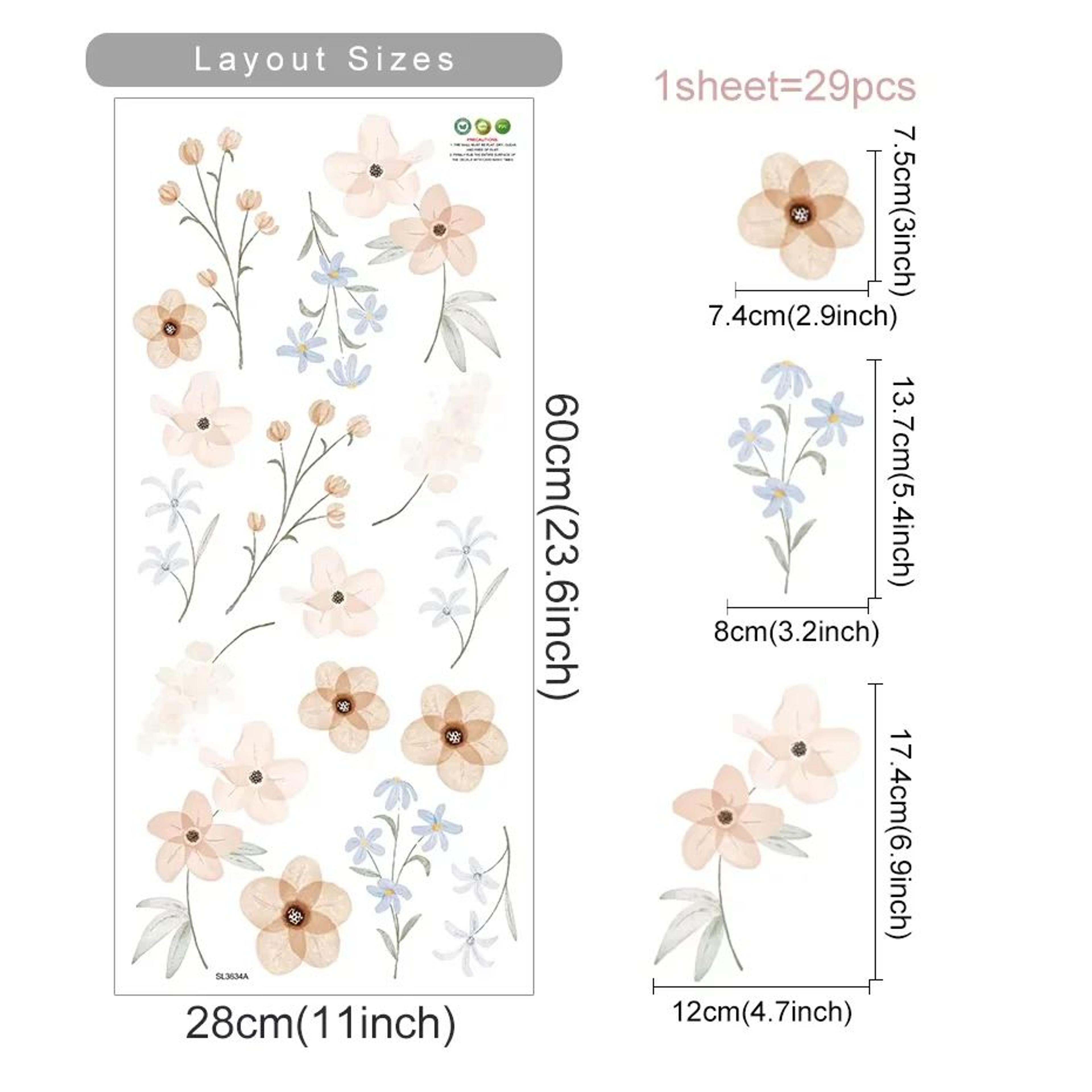 Boho Watercolor Floral Wall Decals 10
