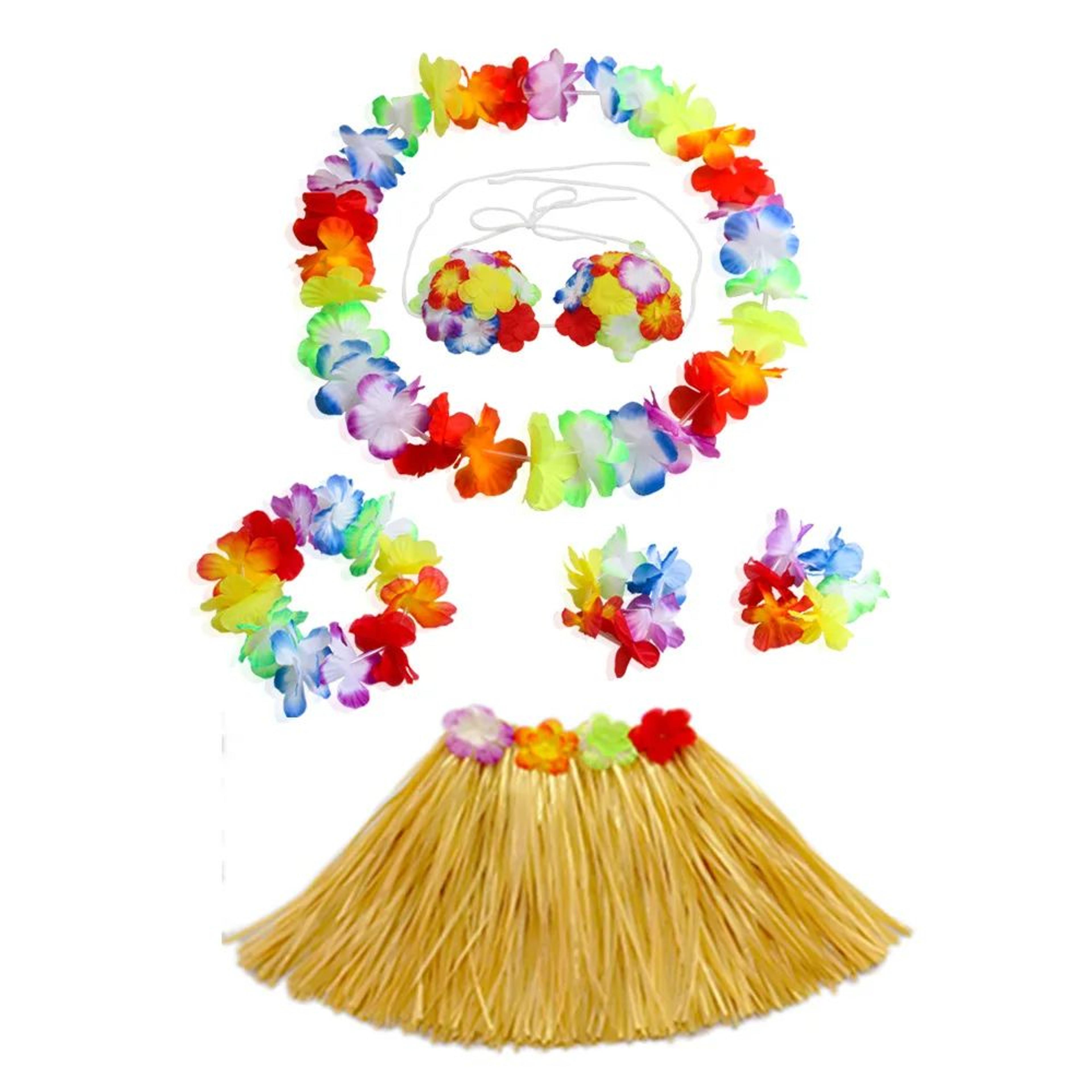 Kids Hawaiian Luau Grass Skirt Costume Set 6
