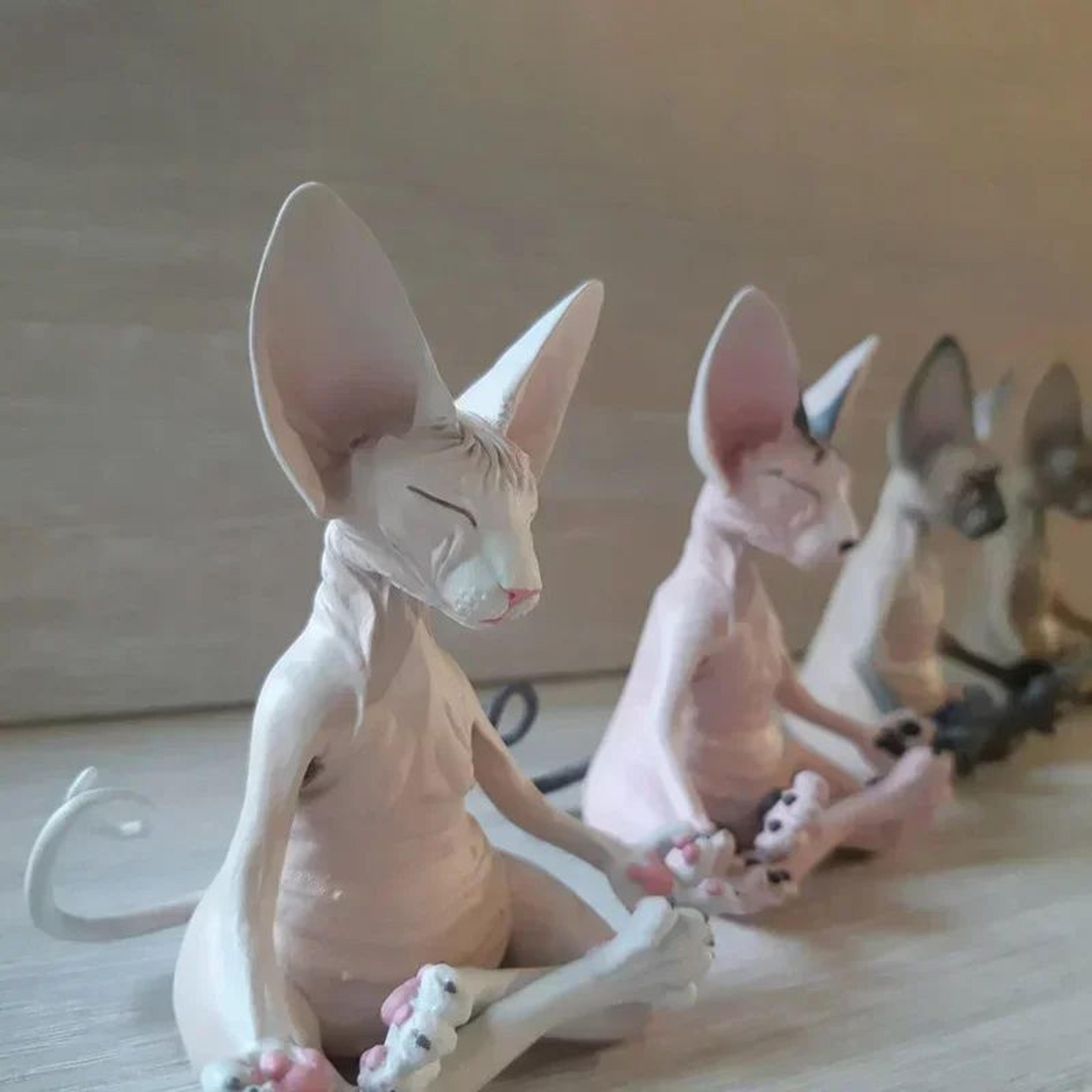 Meditating Sphynx Cat Figurine Zen Decor 1