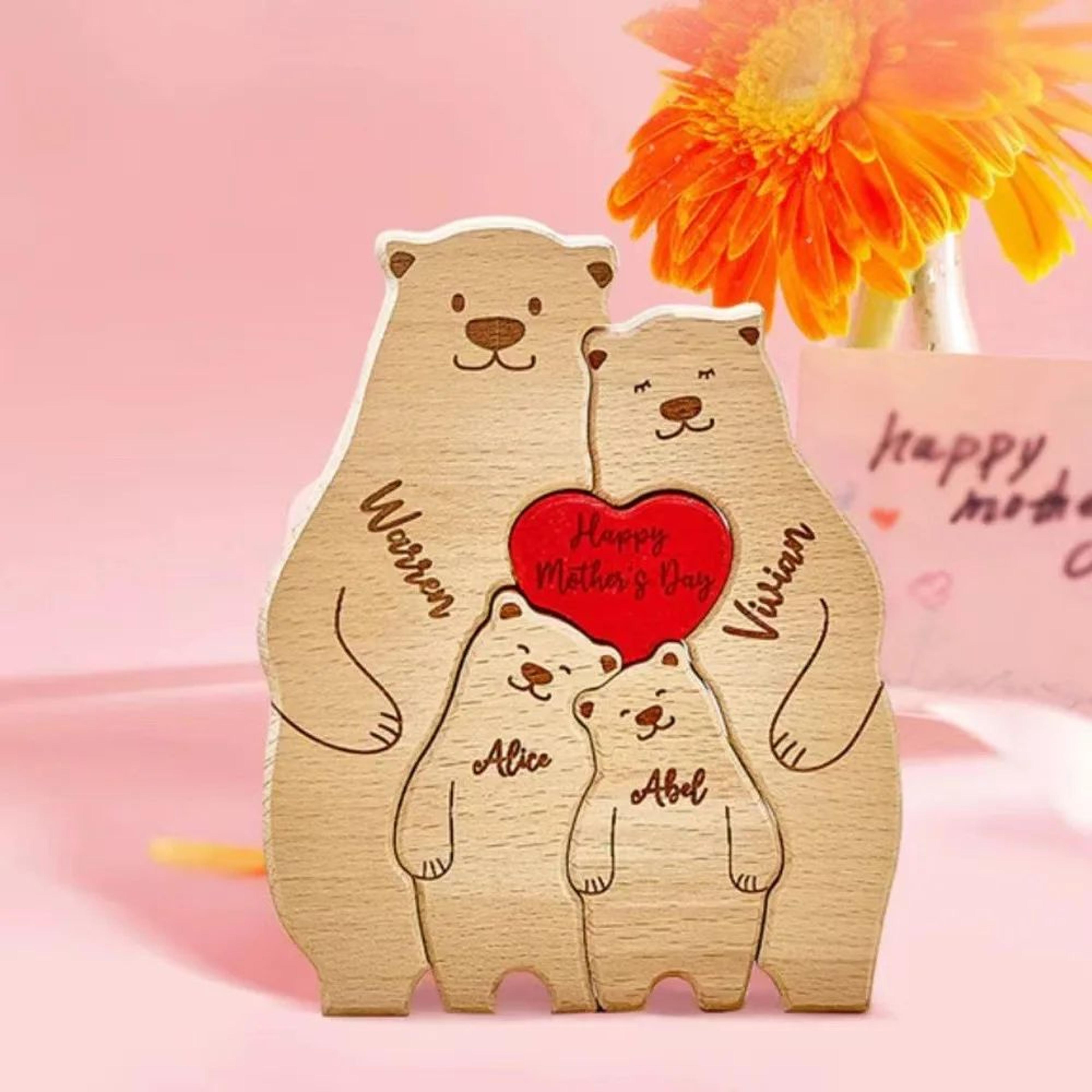 Personalized Family Bear Wooden Puzzle Decor 0