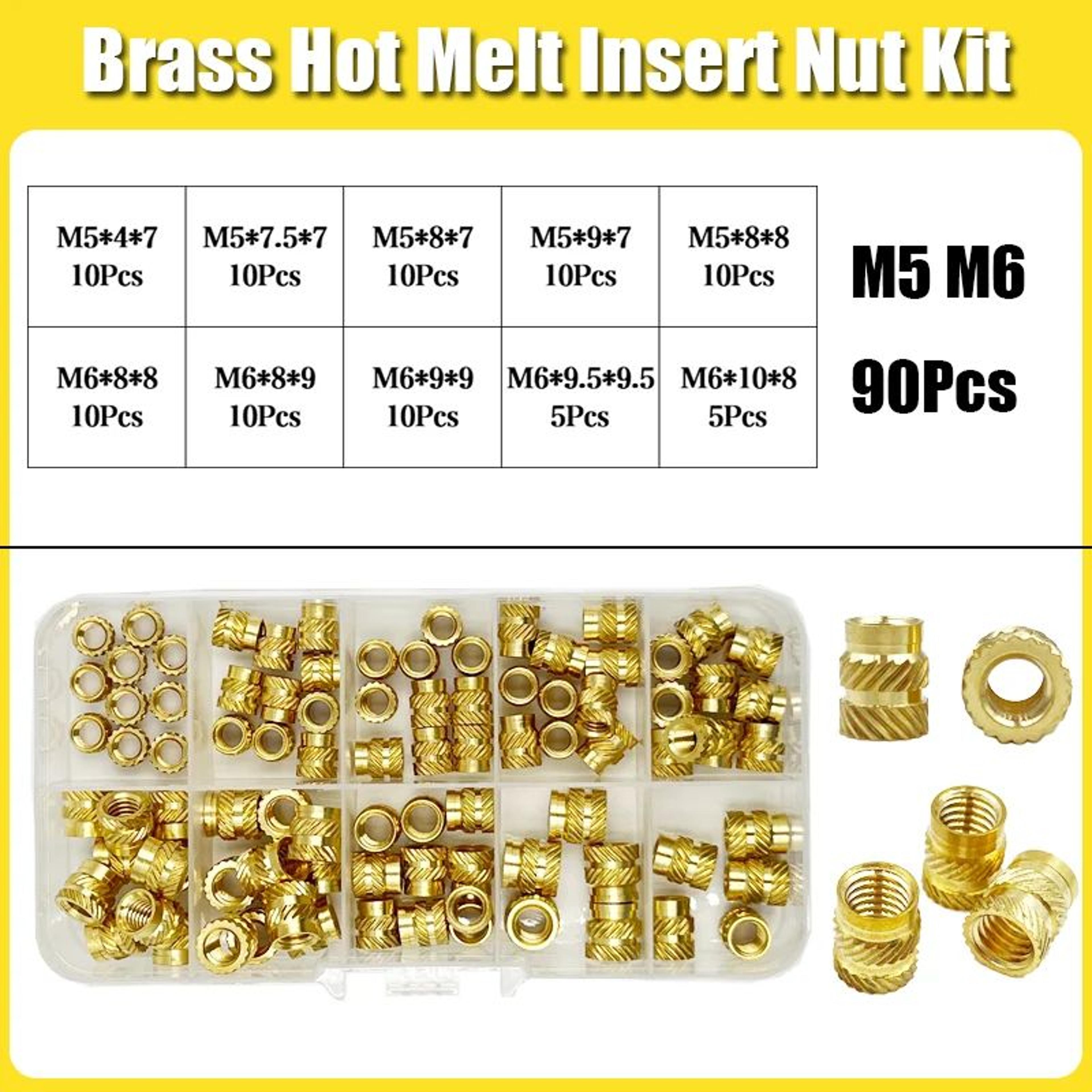 Knurled Brass Heat Set Insert Nut Kit 7