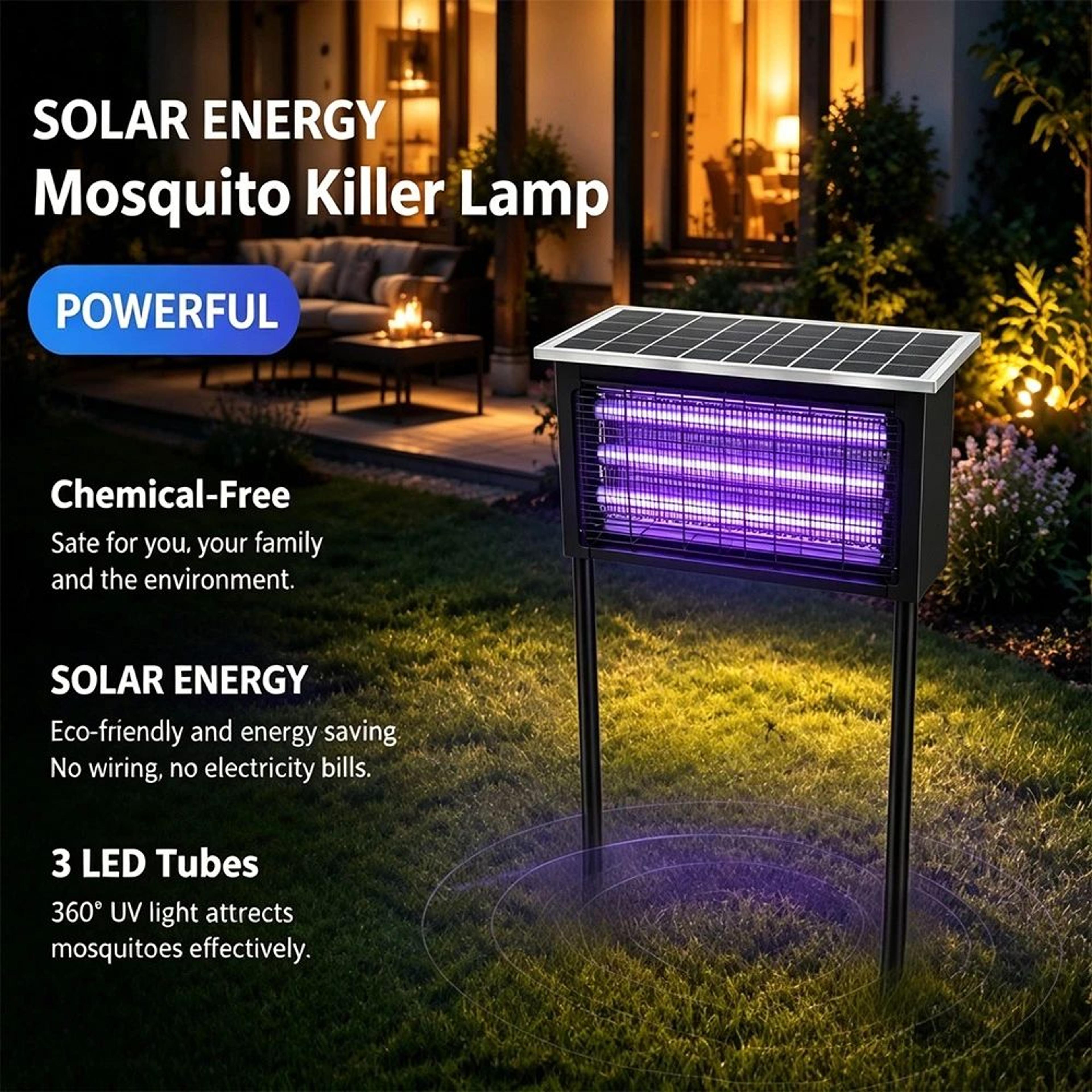 Solar Powered Outdoor Bug Zapper Lamp 0